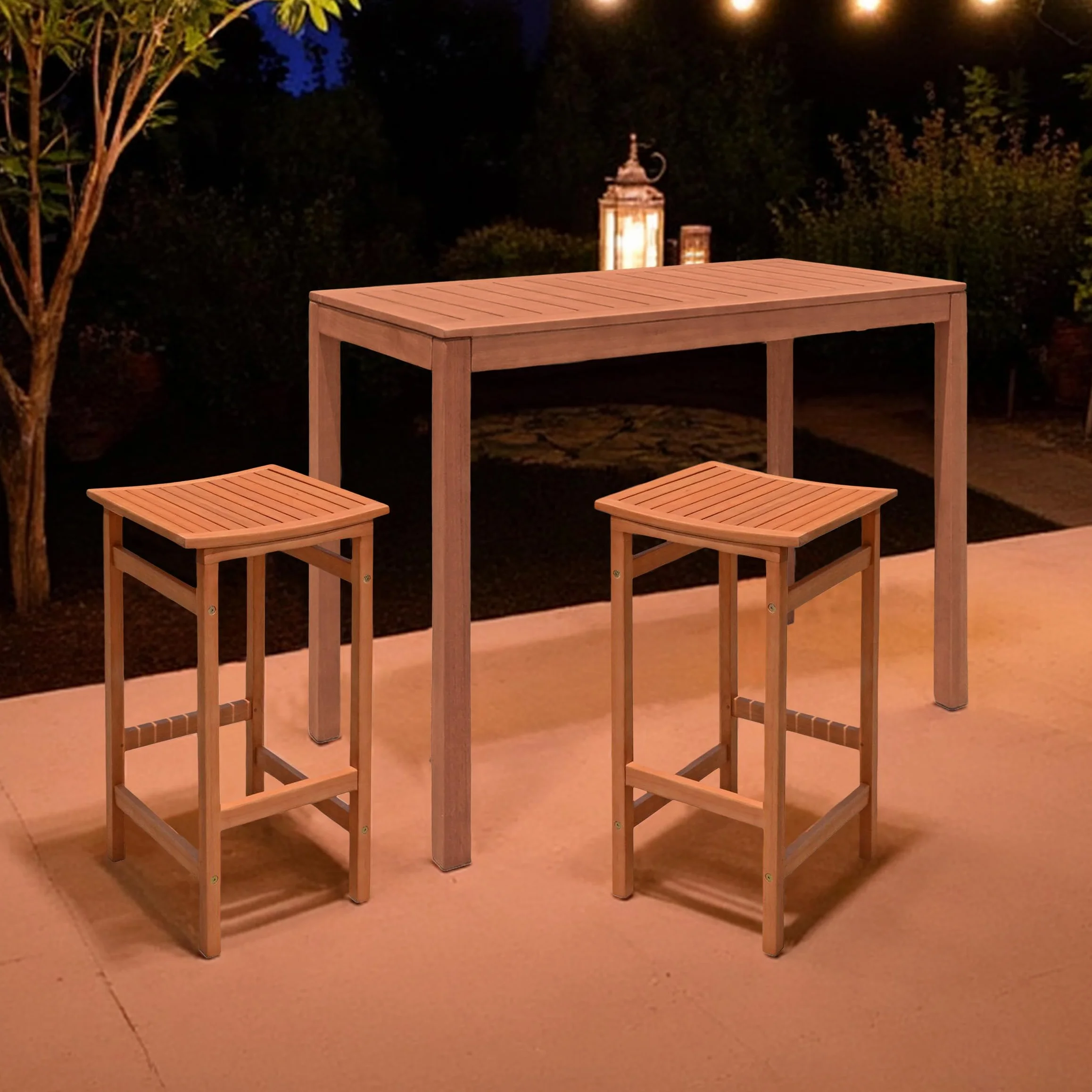 Table haute de jardin en eucalyptus huilé 120x60 cm Charge maximale 25 kg Bois massif FSC Marron