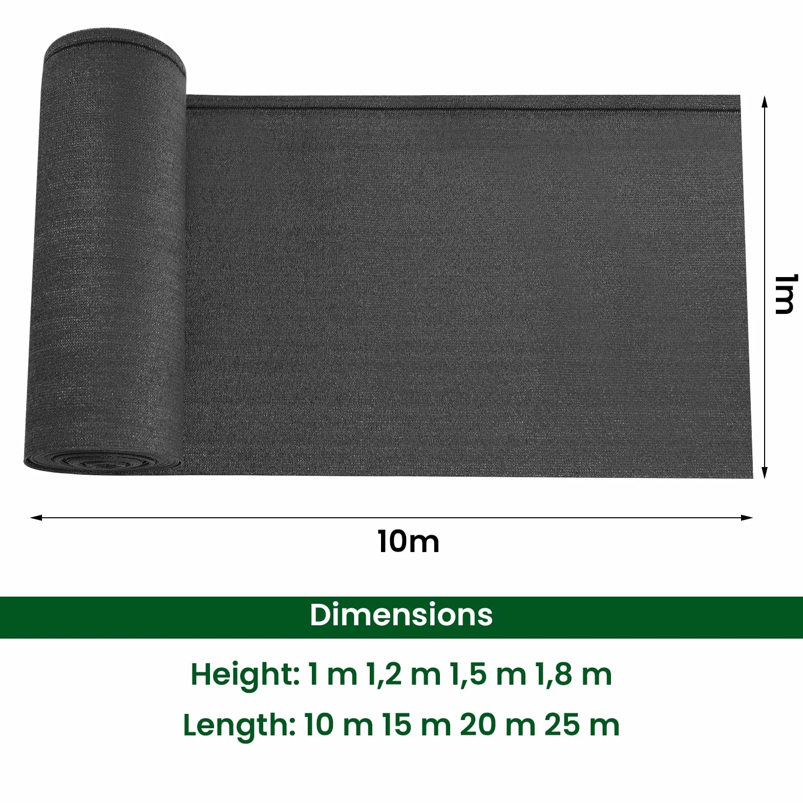 WOLTU Brise Vue Jardin Extérieure HDPE 280g/m² 1,5x10 m Anthracite Protection Soleil Vent UV