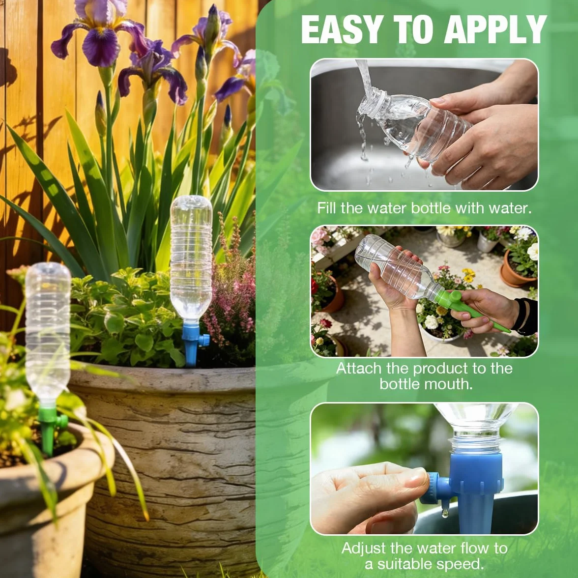 Arrosage automatique pour plante réglable 32 pcs, goutte à goutte bouteille compatible ABS durable