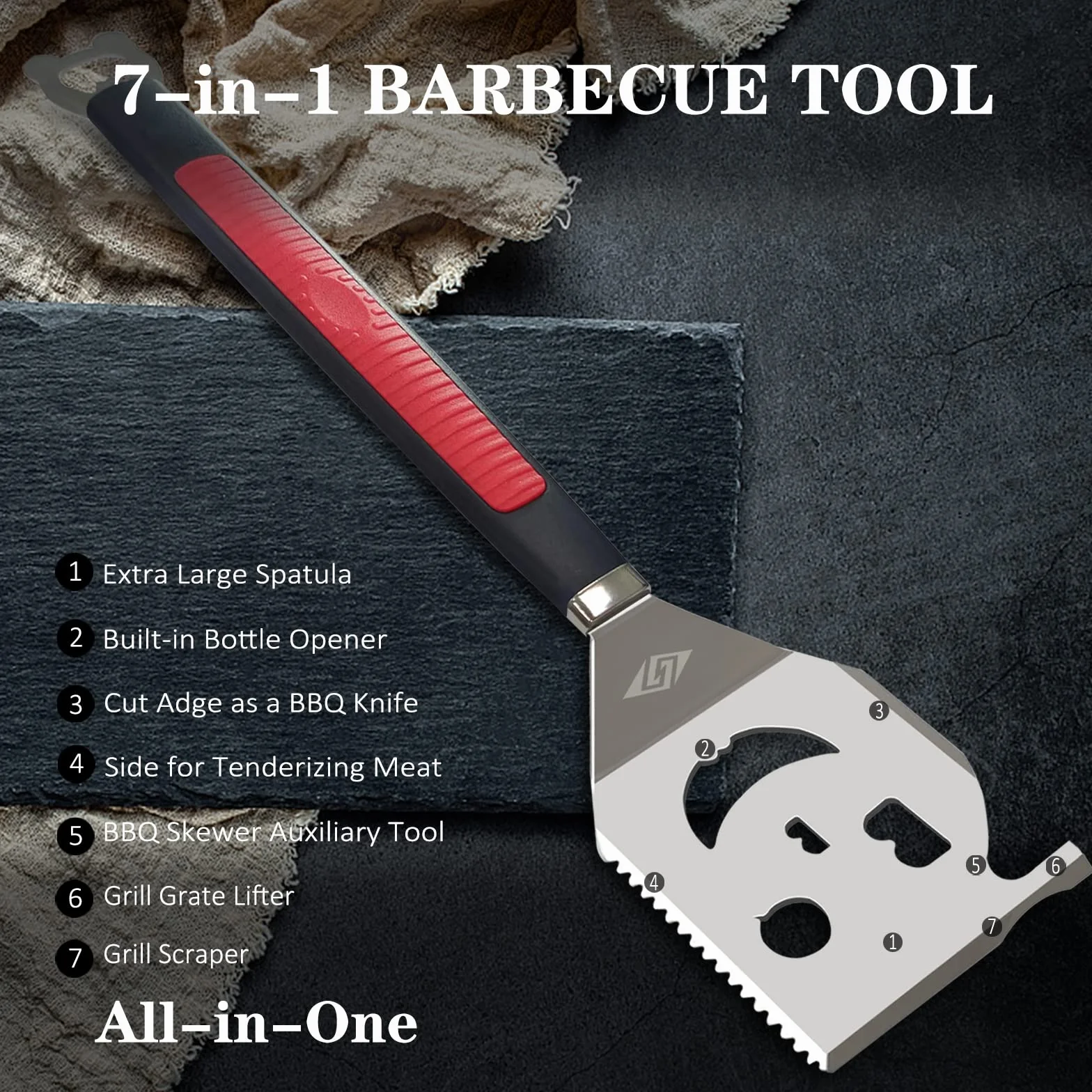 Spatule de Barbecue 7 en 1 - Accessoire Multifonction