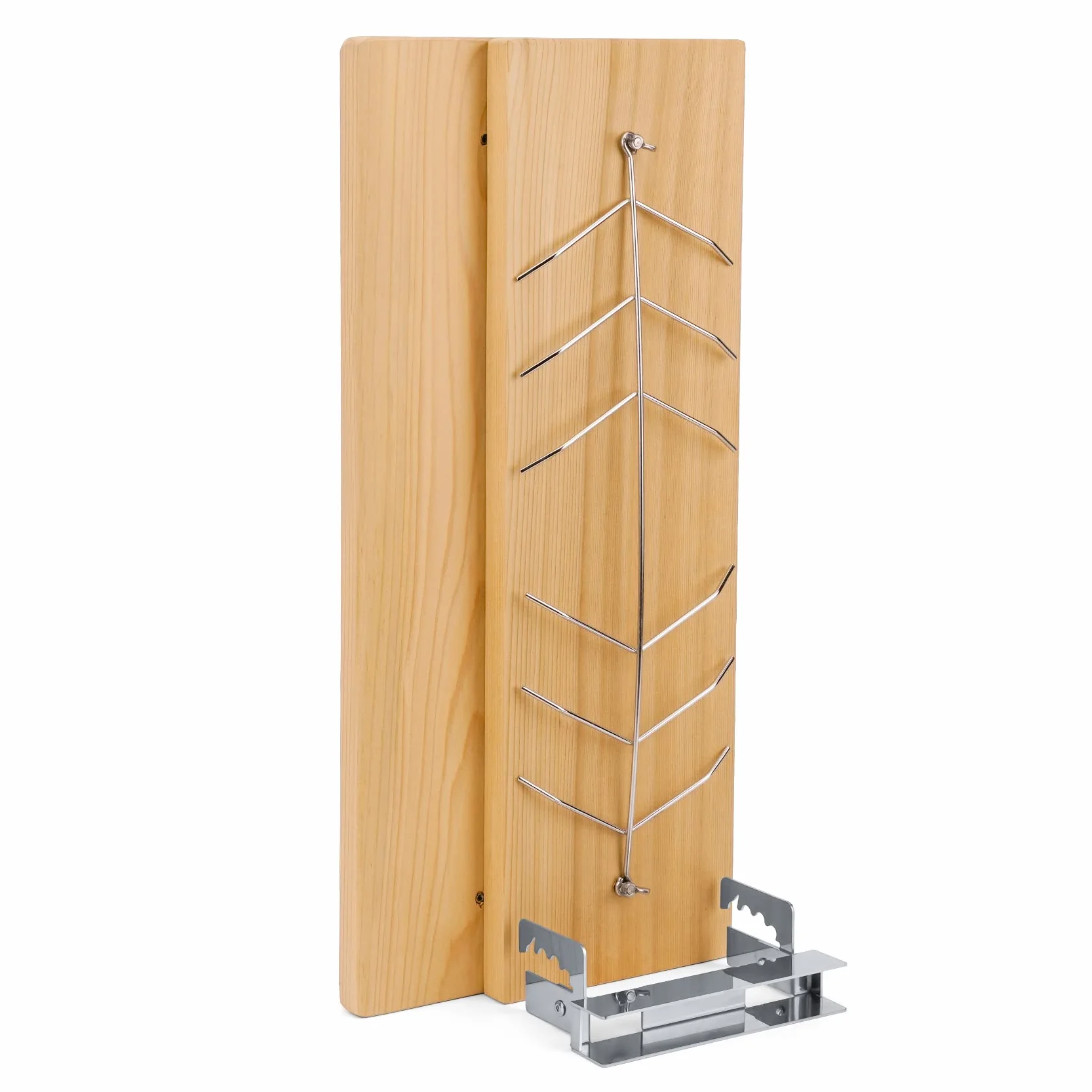 onlyfire Planche à Griller Saumon en Bois avec Support Réglable Acier Inoxydable pour Barbecue Extérieur, Double Face