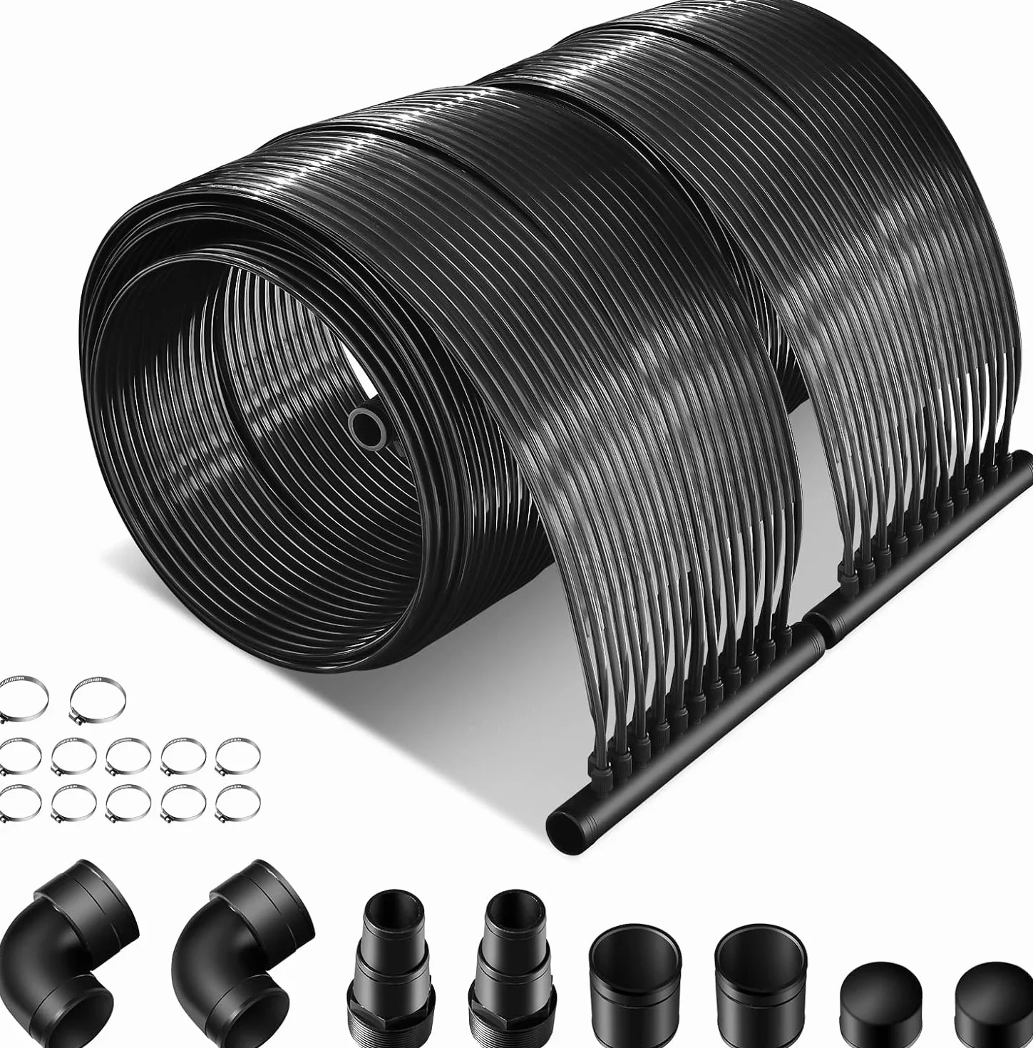 FANTASK Panneau Solaire pour Piscine 300x75 cm Chauffage Solaire UV résistant Noir