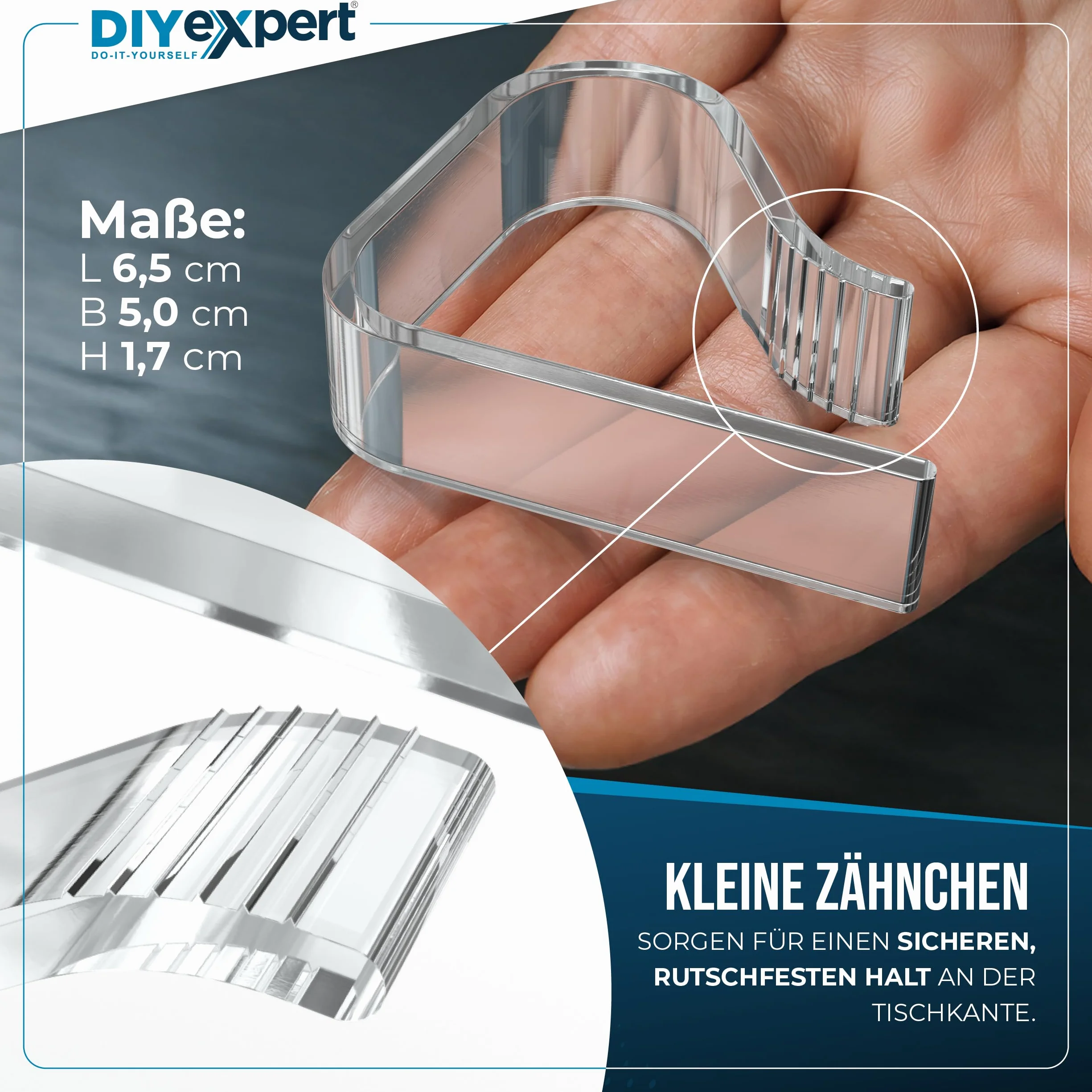 DIYexpert Lot de 8 pinces à nappe transparentes jusqu’à 45 mm - Pinces à nappes stables résistantes aux intempéries antidérapantes pour jardin balcon