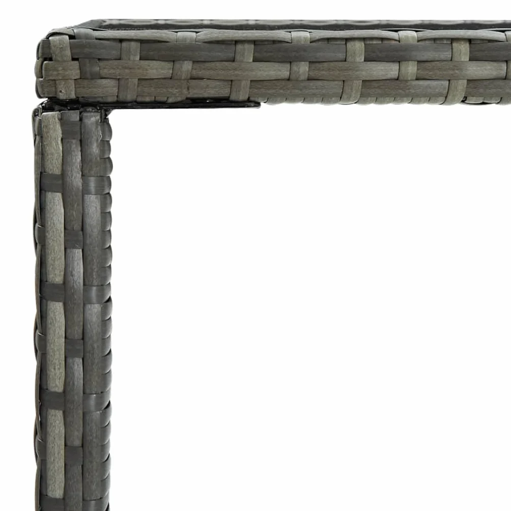 Tomostar Table de Bar Haute 70x70x110cm Résine tressée Verre Gris