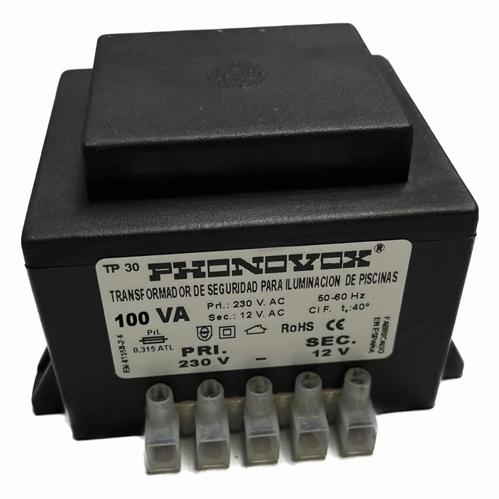 Transformateur de piscine PHONOVOX TP31100 100VA 230/12V 50-60Hz IP-00