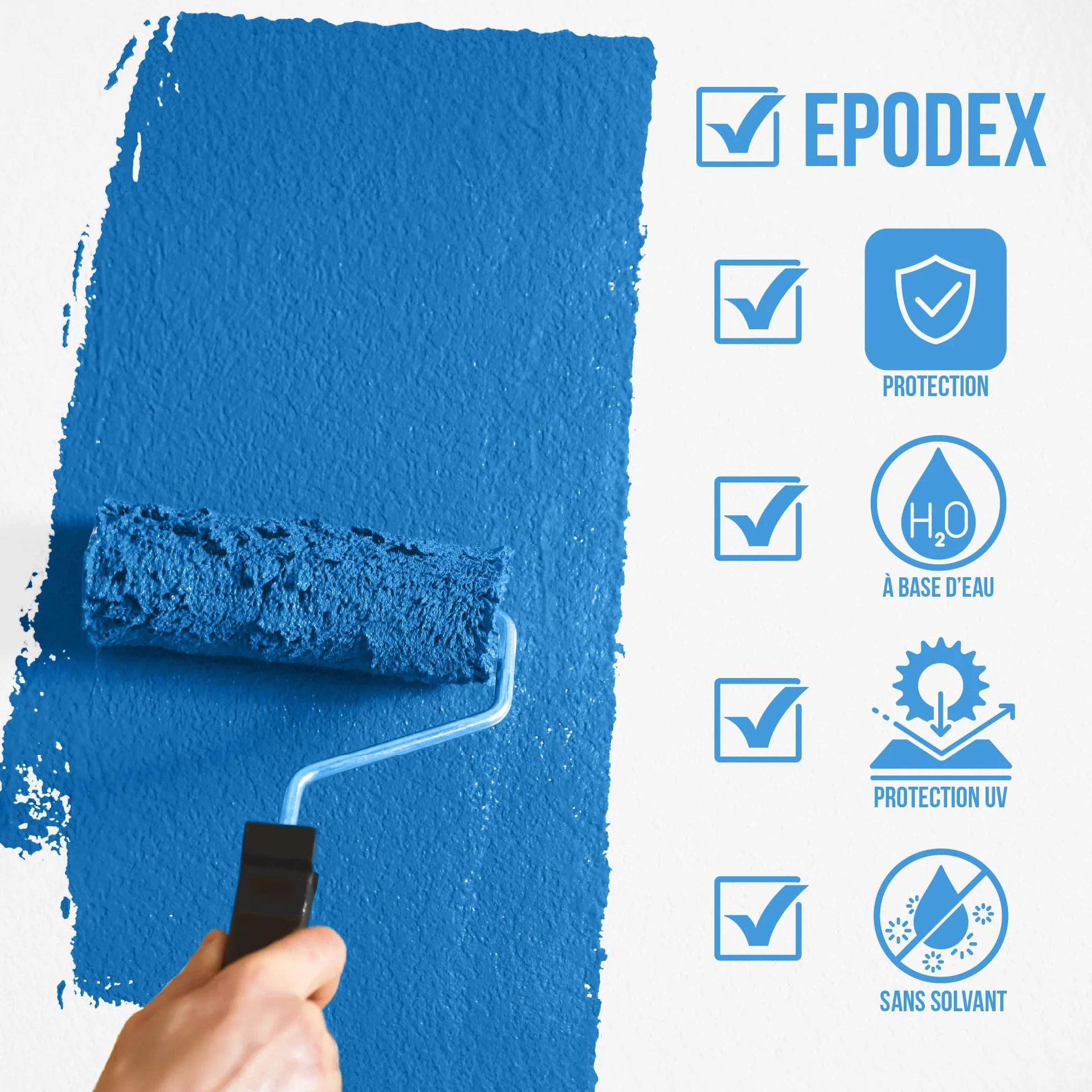 EPODEX 1K Peinture béton, revetement sol & mur, résistante UV, intérieur extérieur, 2kg Blanc Polaire