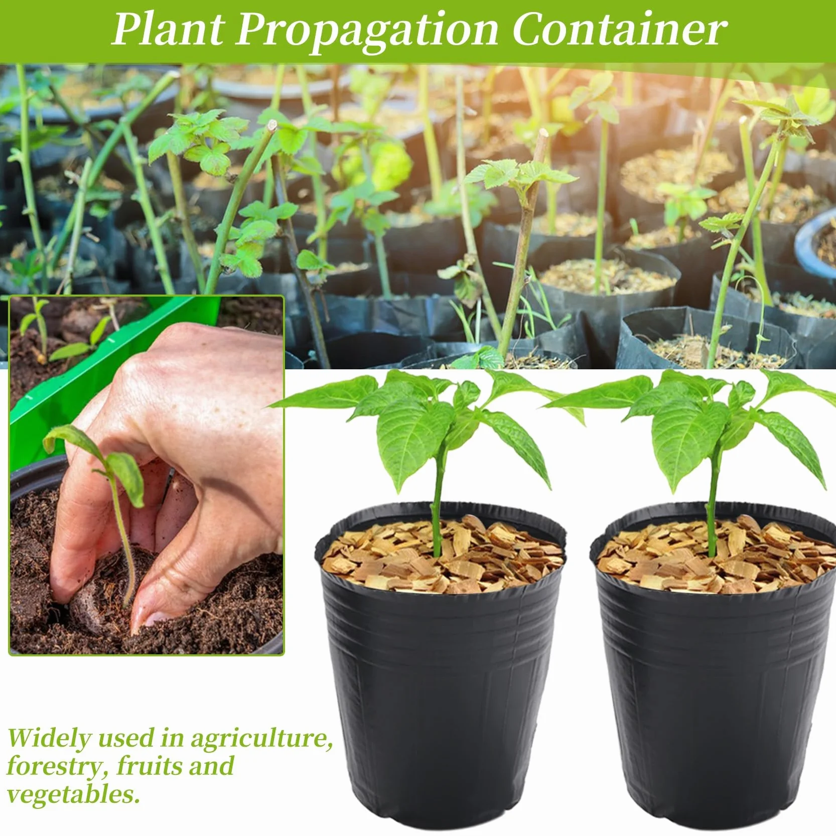 Pot de Pépinière en Plastique 8cm x 8cm Conteneur de Propagation de Plantes 500 Pièces