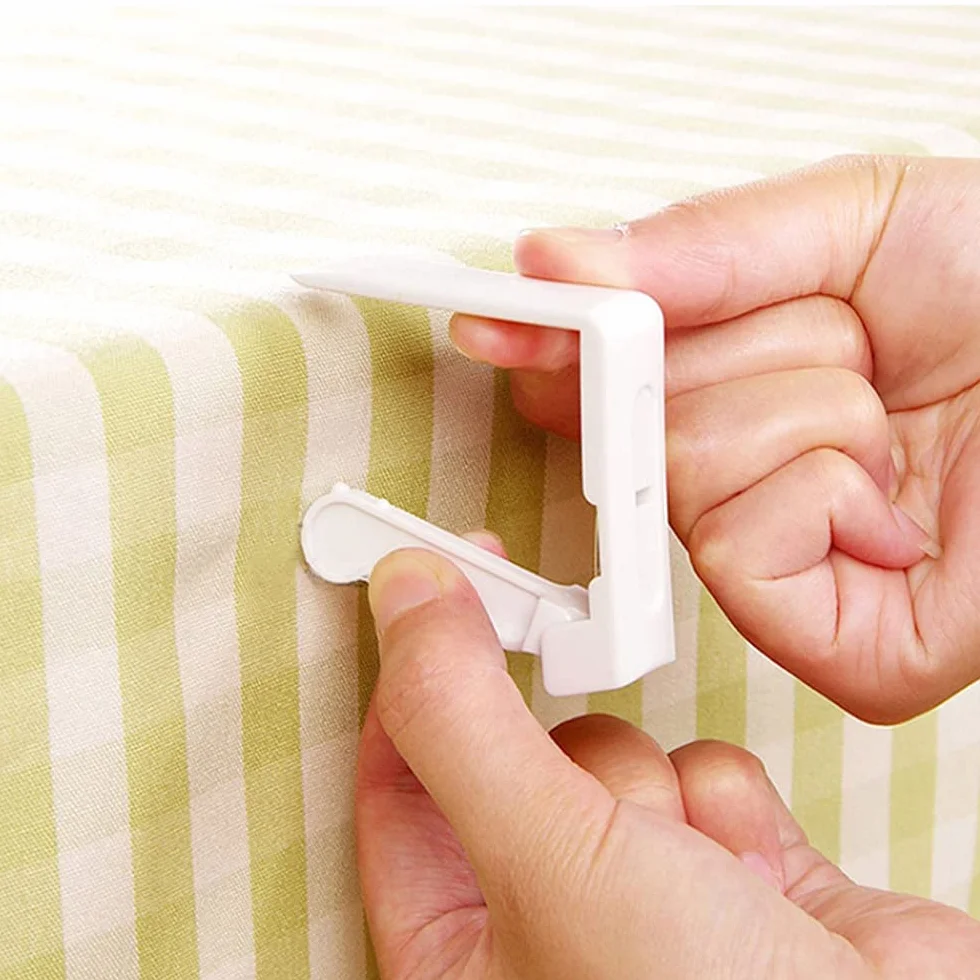 Pinces à Nappe en Plastique Blanc 8 Pièces Réglables à Ressort pour Table d'Extérieur Jardin
