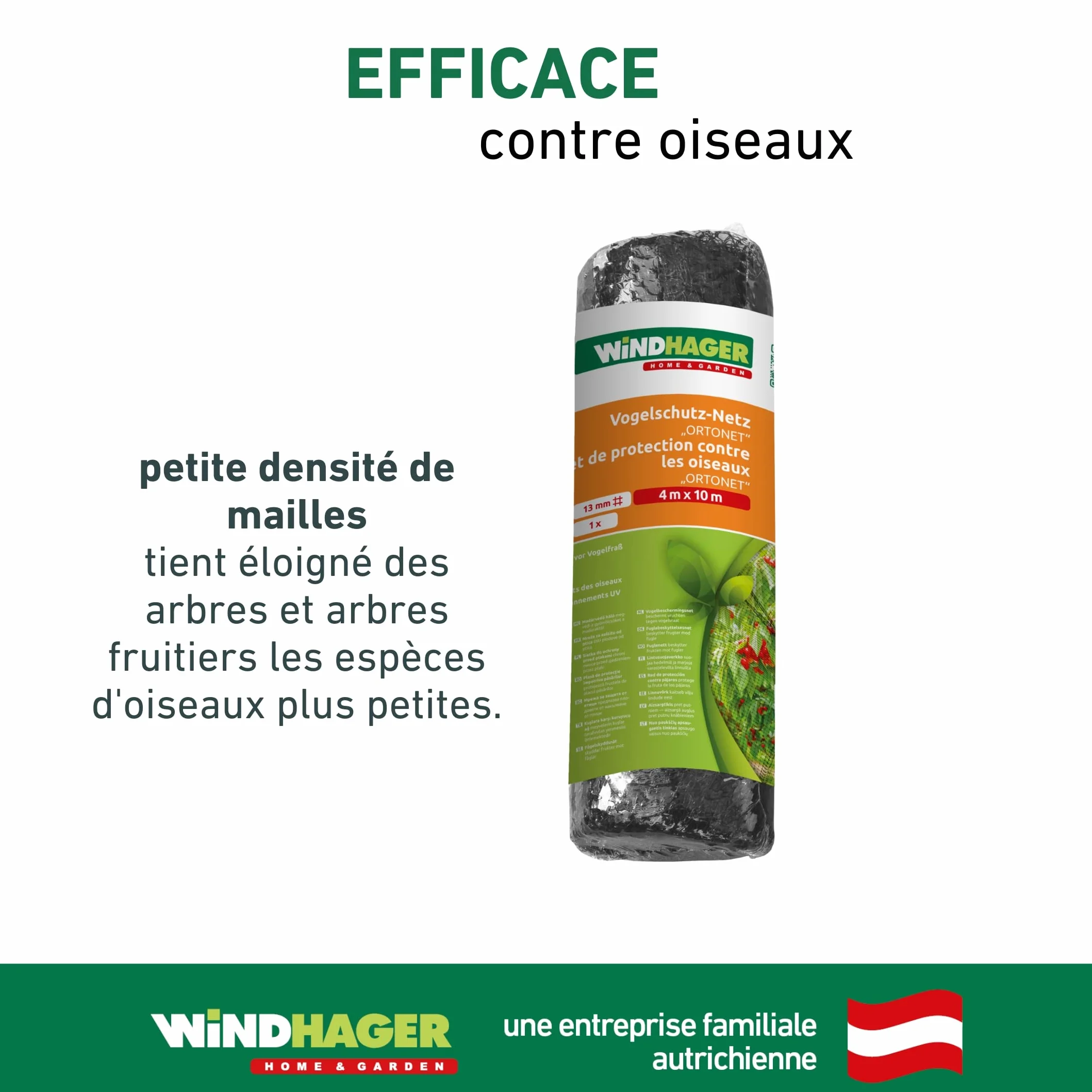 Windhager Filet Anti-Oiseaux 5 x 2 m Maille 13 x 13 mm, Protection Jardin Potager, Noir