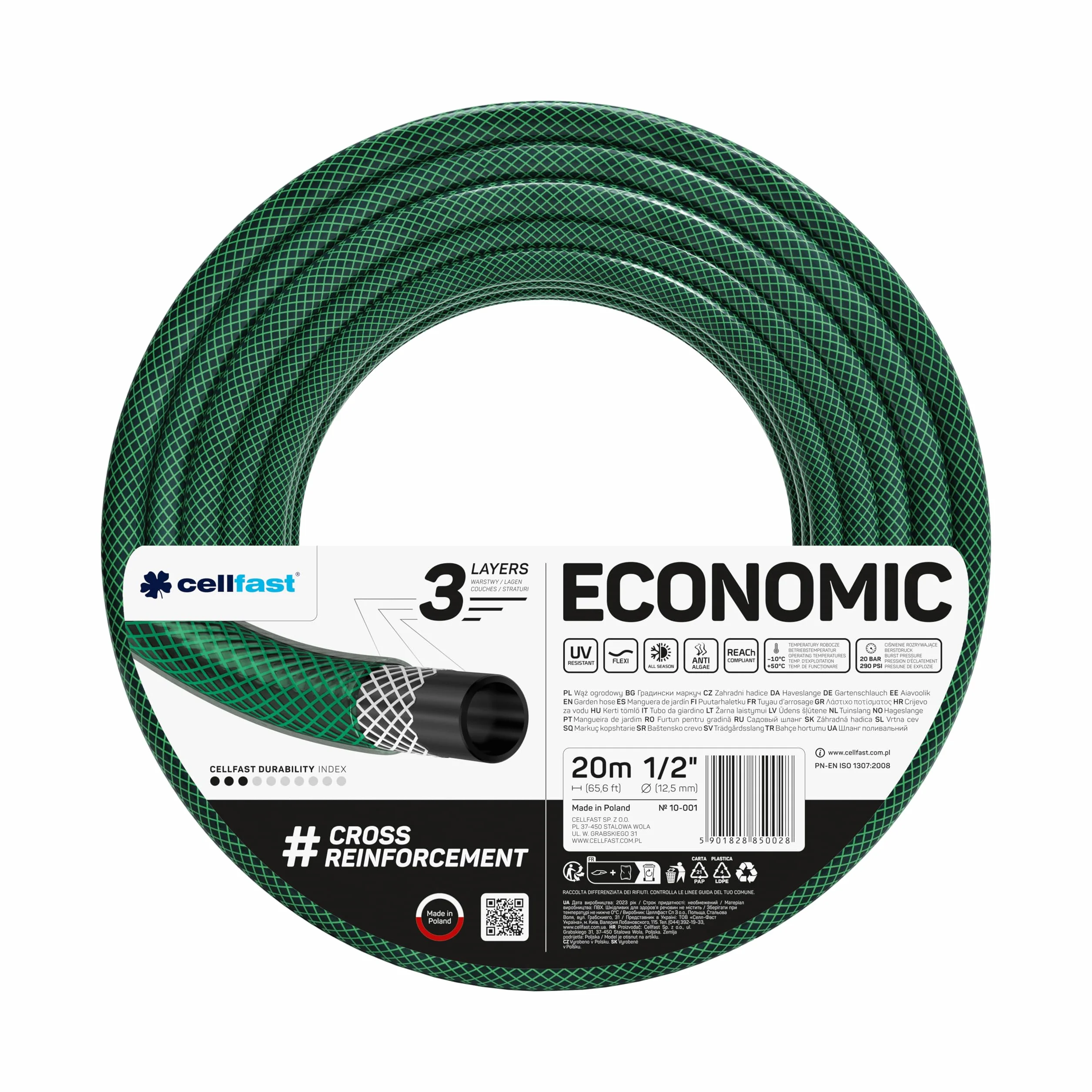 Cellfast Economic Tuyau d'arrosage 1/2" 20 m Vert