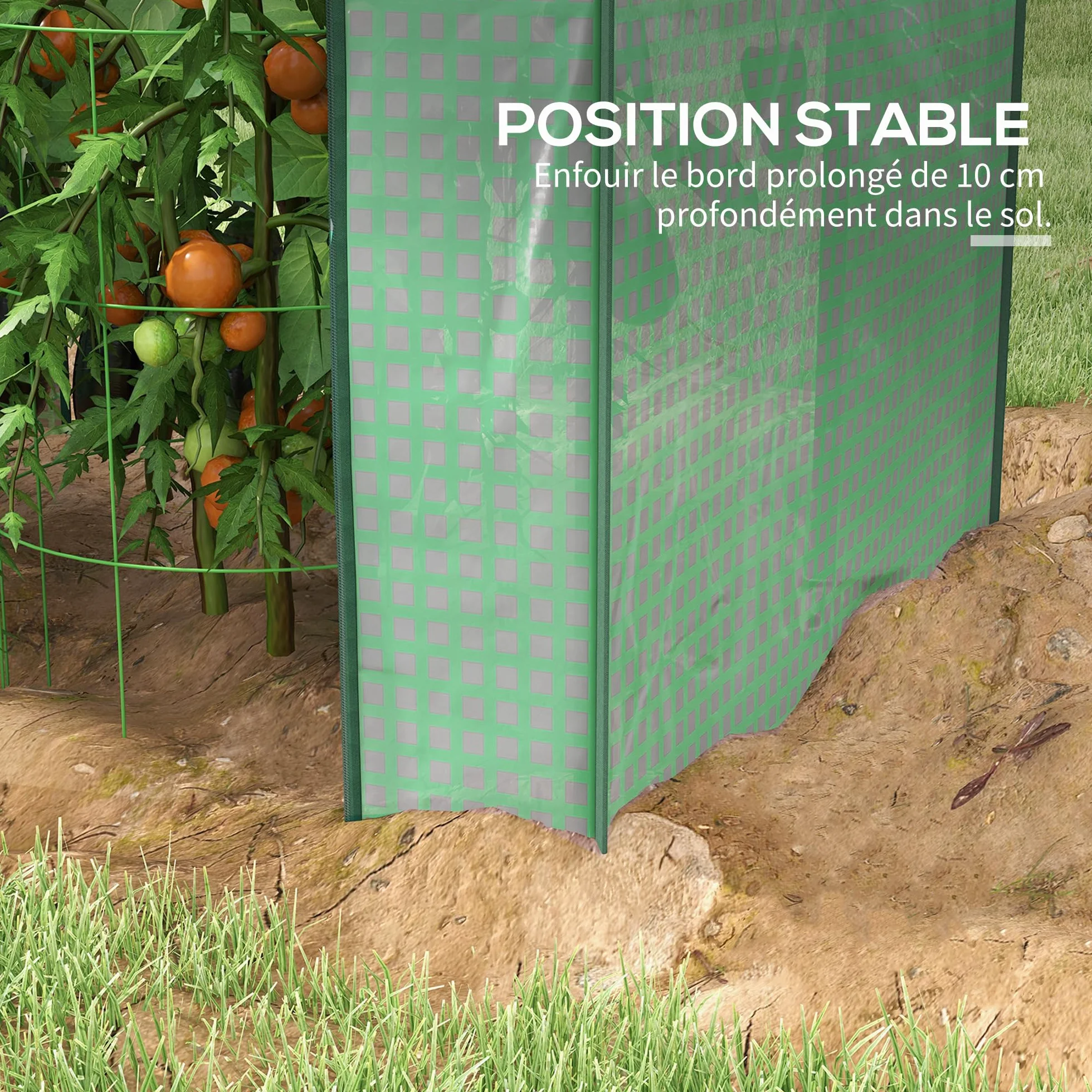 Outsunny Serre de Jardin PE 135 g/m² Châssis Acier 2 Portes zippées 100 x 80 x 150 cm Vert