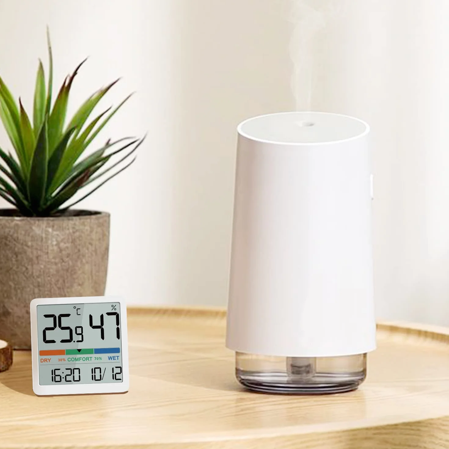 NOKLEAD Hygromètre Thermomètre d'intérieur numérique avec moniteur température humidité précise Blanc 7cm