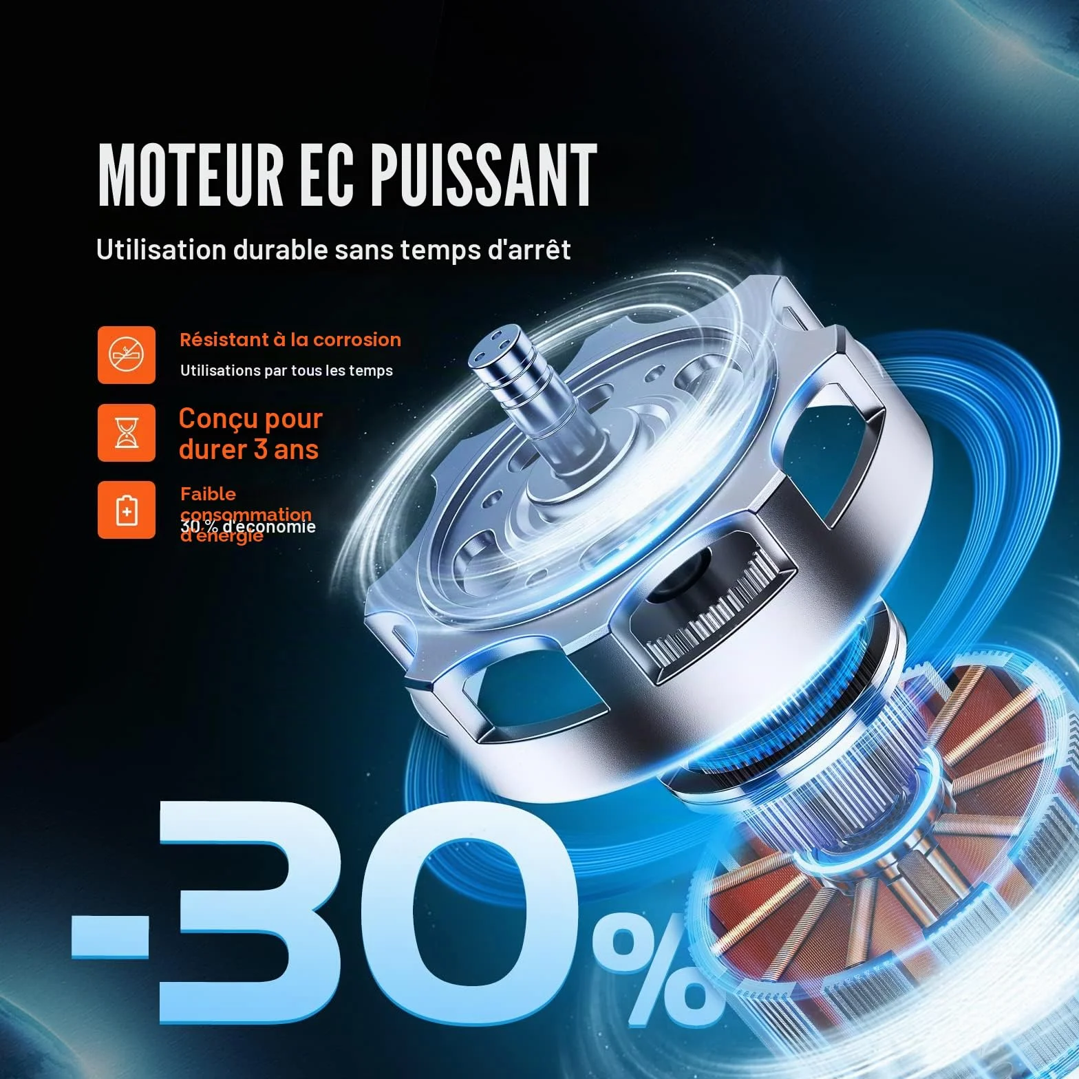 VEVOR Ventilateur d'Extraction 200 mm 1371 m³/h 68 W Extracteur d'Air avec Régulateur Température Humidité
