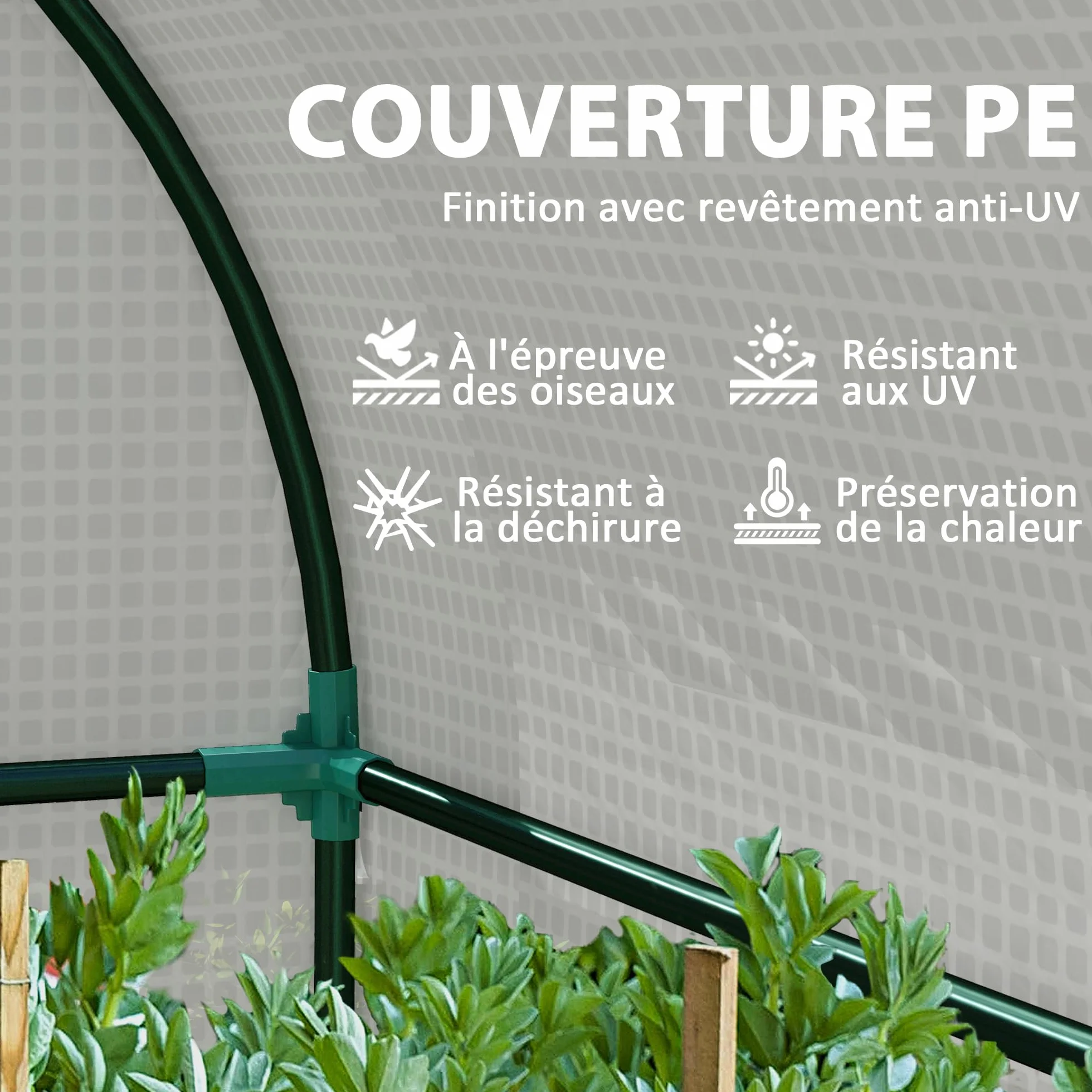 Outsunny Serre de Jardin 1,8 m² Acier PE Haute densité Anti-UV Blanc