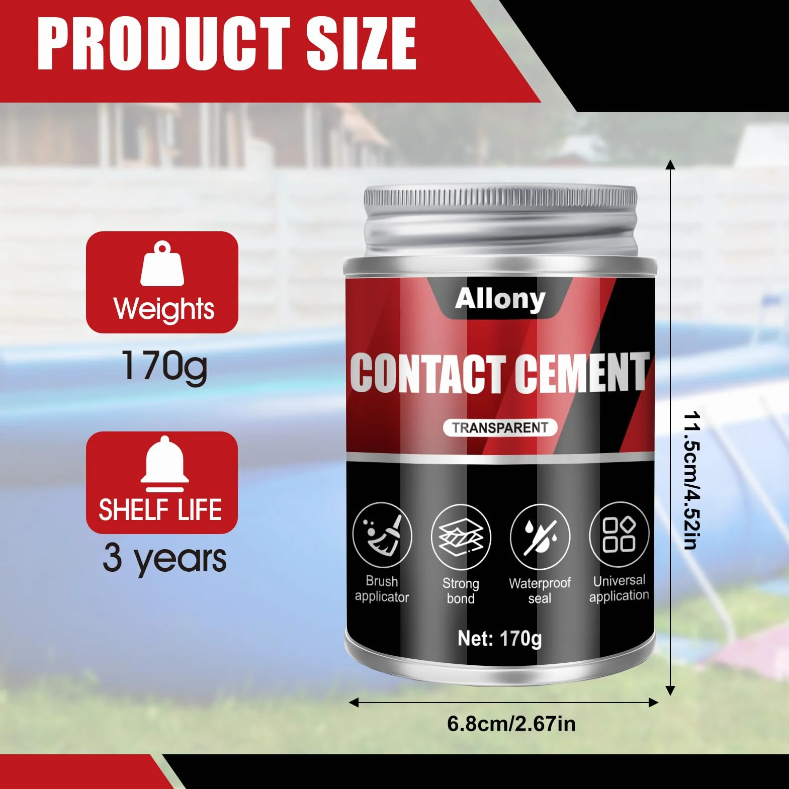 ALLONY Colle Contact, Colle Semelle Chaussure, colle Contact Neoprene, Imperméable, colles Extra Forte Tout Support pour PVC, Bateau Pneumatique, Ciel de Toit Voiture, Plastique, Cuir, 170g