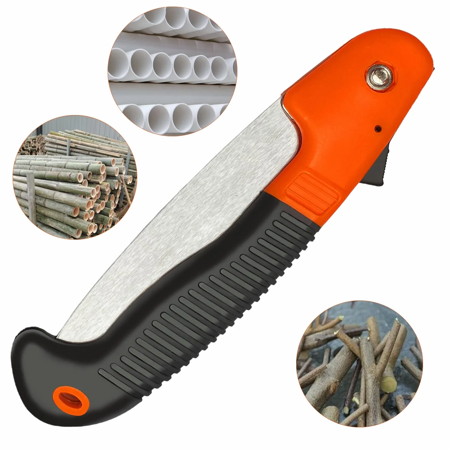 Newaner Scie à Élaguer Pliante 180mm,Scie Pliante à Main Avec poignée antidérapante et verrouillage de sécurité,Scie à main polyvalente pour couper et jardiner, tailler et réparer（orange）