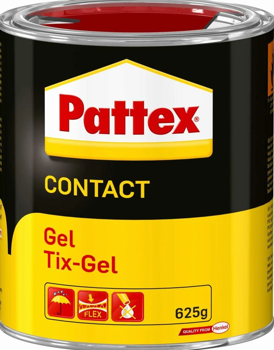 Pattex Colle contact type néoprène- Formule Gel tous matériaux- boite 625 gr, Boîte de 650g