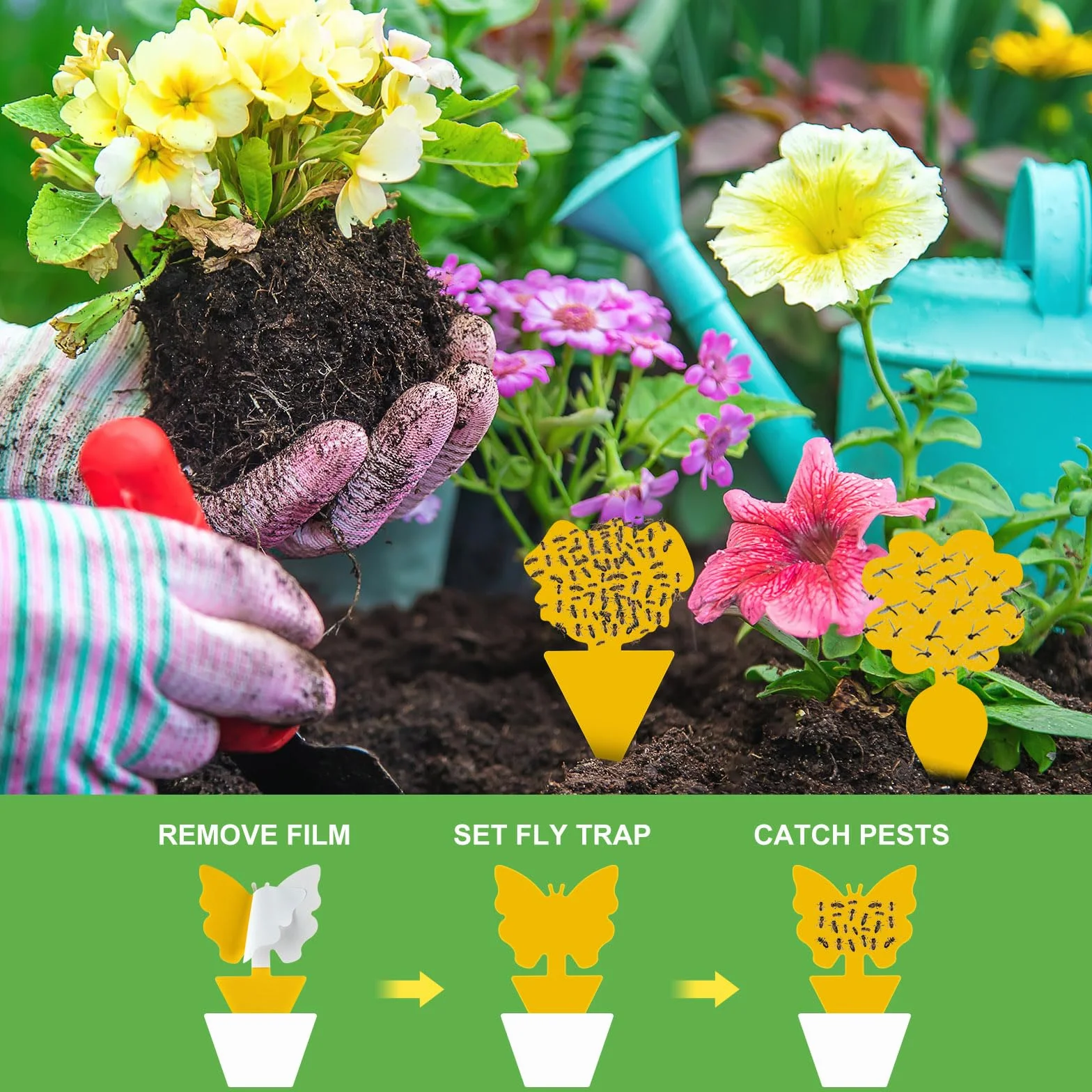 50 Pièges Anti Moucherons Intérieur, Attrape Moucheron Plantes, Pièges à Insectes Jaune Collants