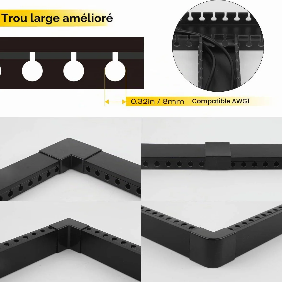 Stageek Conduit de Câbles, Cable Goulotte Rangement pour Câbles PVC Auto-adhésif, Panneau de Gestion de Câbles, Conduit de Câble Goulotte, Organisateur pour câbles, 9x39cm, Longueur 3,5m, Noir