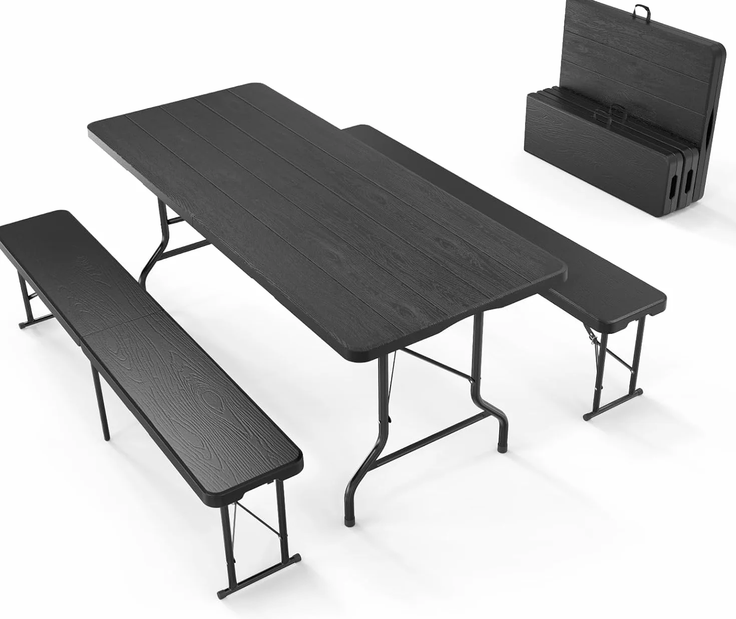 Ensemble Table et 2 Bancs Pliante Table de Jardin 6-8 Personnes Camping Exterieur