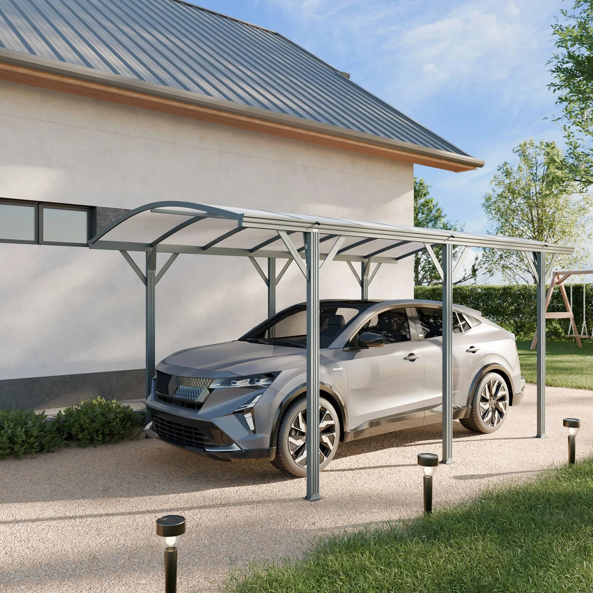 Alice's Garden Carport Aluminium Anthracite Polycarbonate Le Mans 5x3m abri Voiture 500x300x220 cm