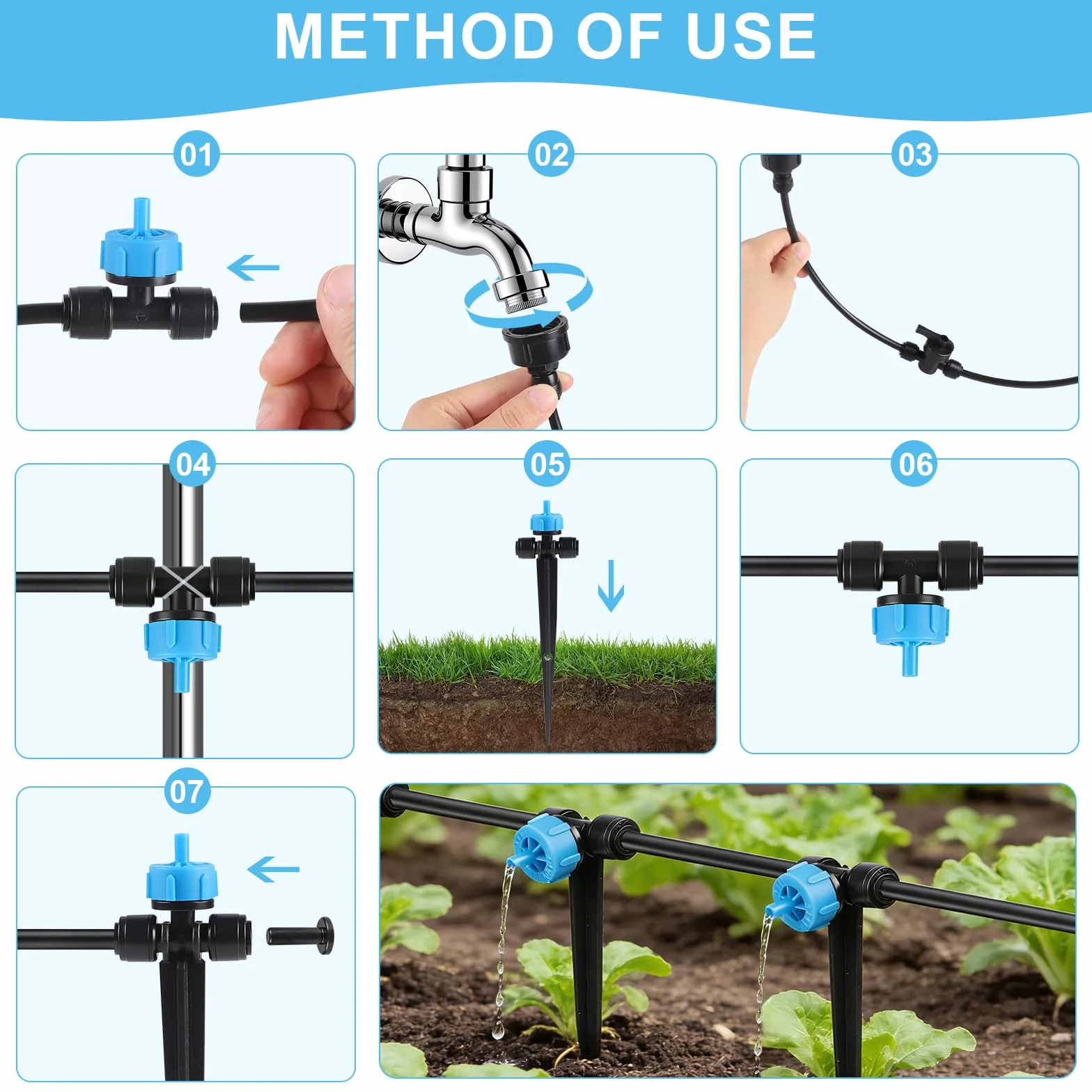 Kit Arrosage Automatique avec Tuyau 20 m, Système Irrigation Goutte à Goutte 60 PCS Jardin