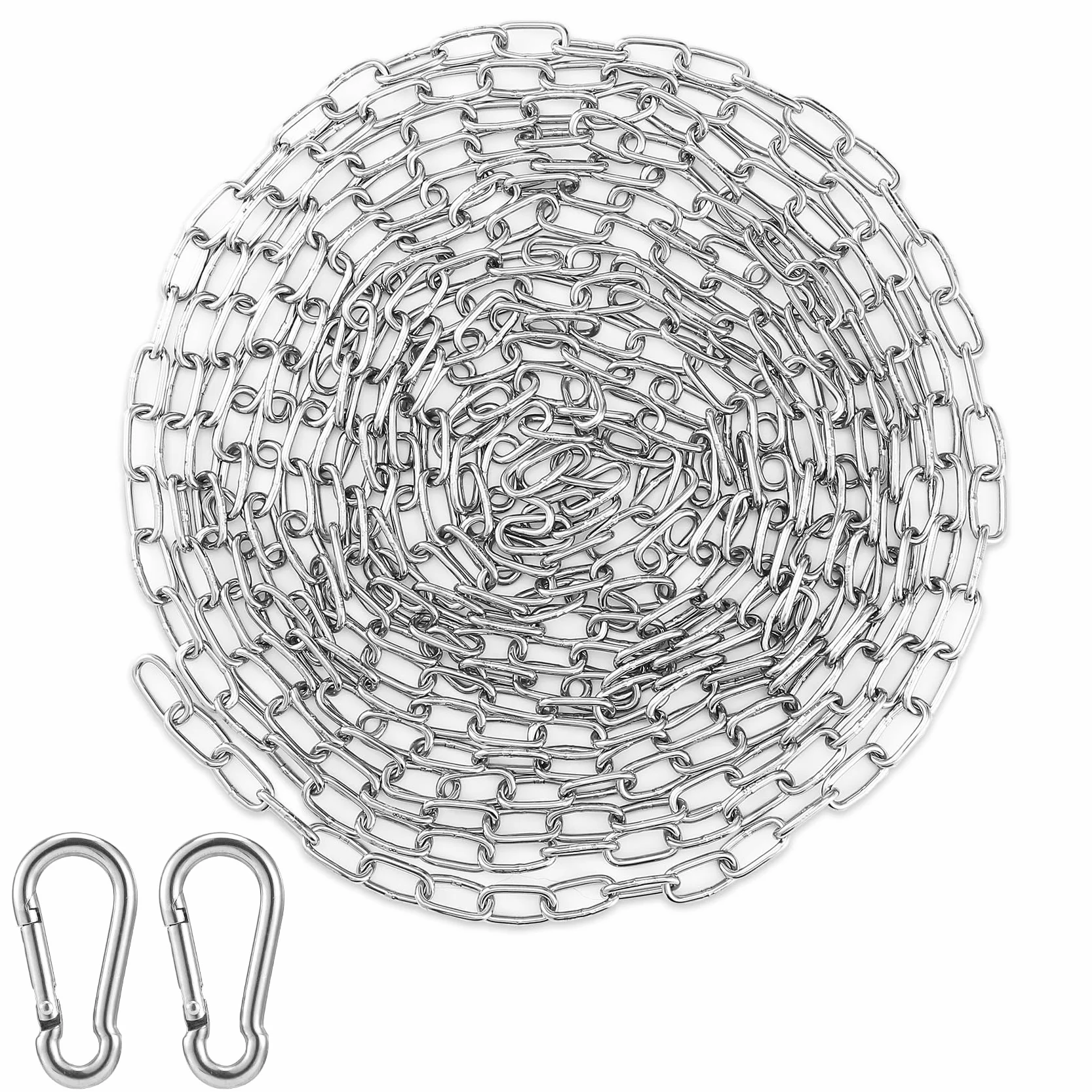 Chaîne en acier inoxydable 304 de 5 mètres,2mm Chaîne de Sécurité en inoxydable, Maillons Soudés en Acier, pour clôtures de jardin, enclos pour chiens, Chaînes de Levage