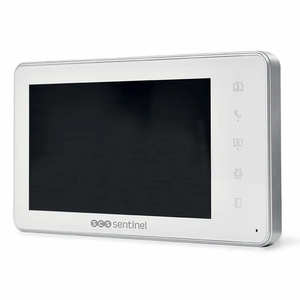 SCS Sentinel, Interphone Vidéo Filaire, Portier avec Platine de Rue d'Extérieur avec visière, Façade en Aluminium, Système Anti-Vandale, Vision Nocturne, Écran 18 cm, Visiokit 7, Garantie 3 Ans