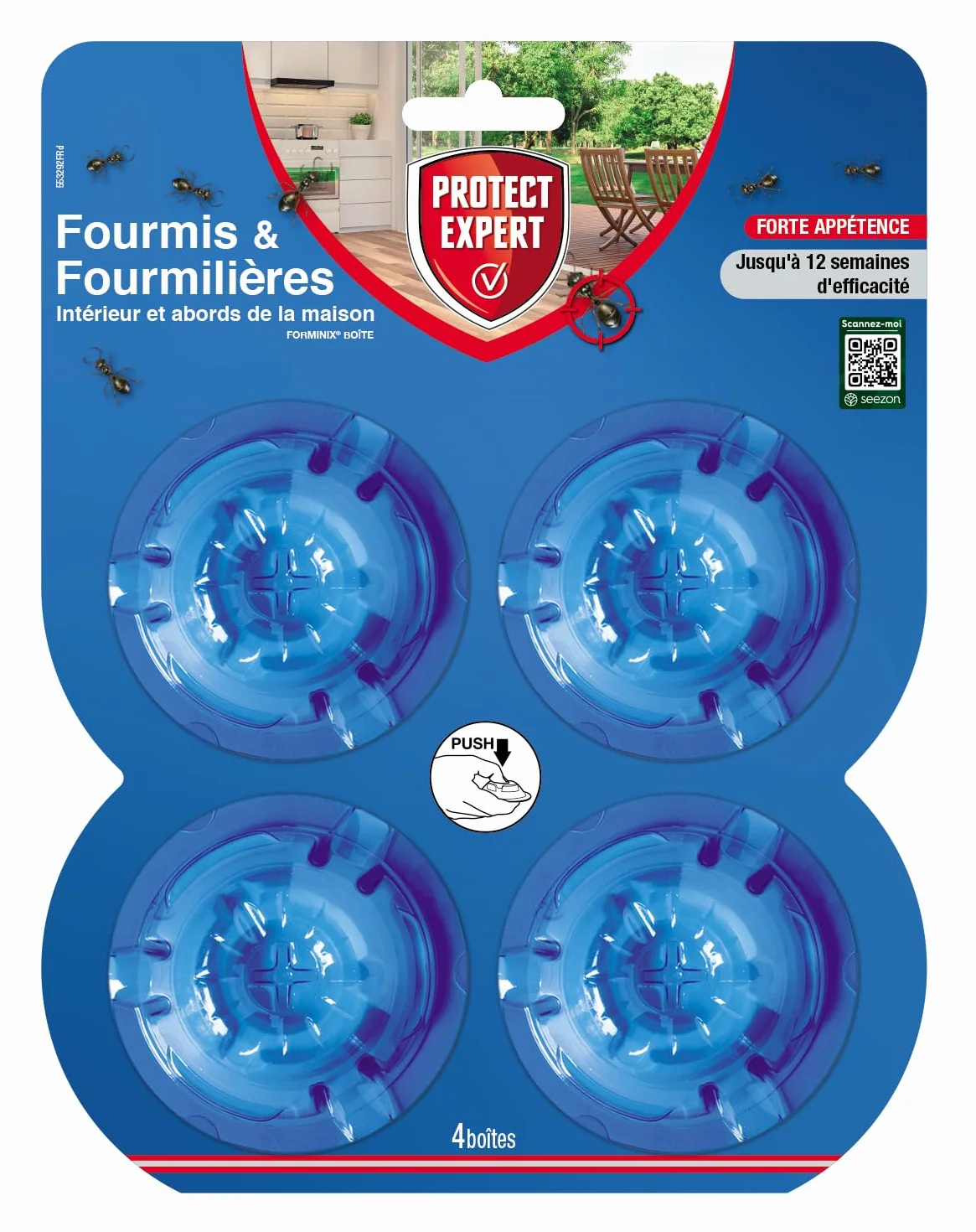PROTECT EXPERT Boîtes Appât Anti-Fourmis x4 - Protection 12 Semaines Intérieur Extérieur