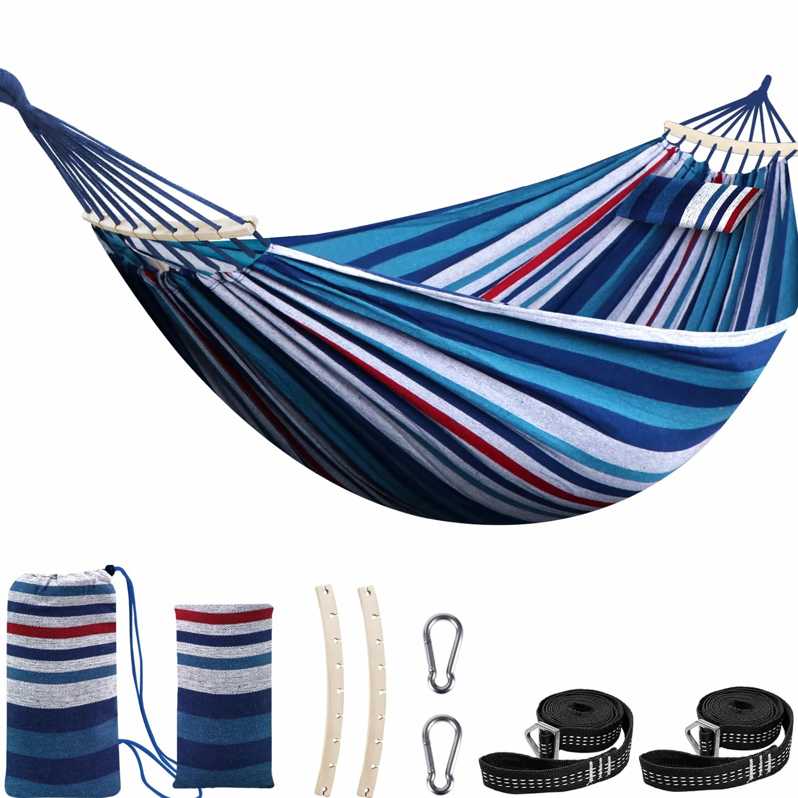 Chihee Hamac Grand Souple Respirant Camping 300KG Portable avec Barre d'écartement Oreiller 2 Sangles Mousquetons
