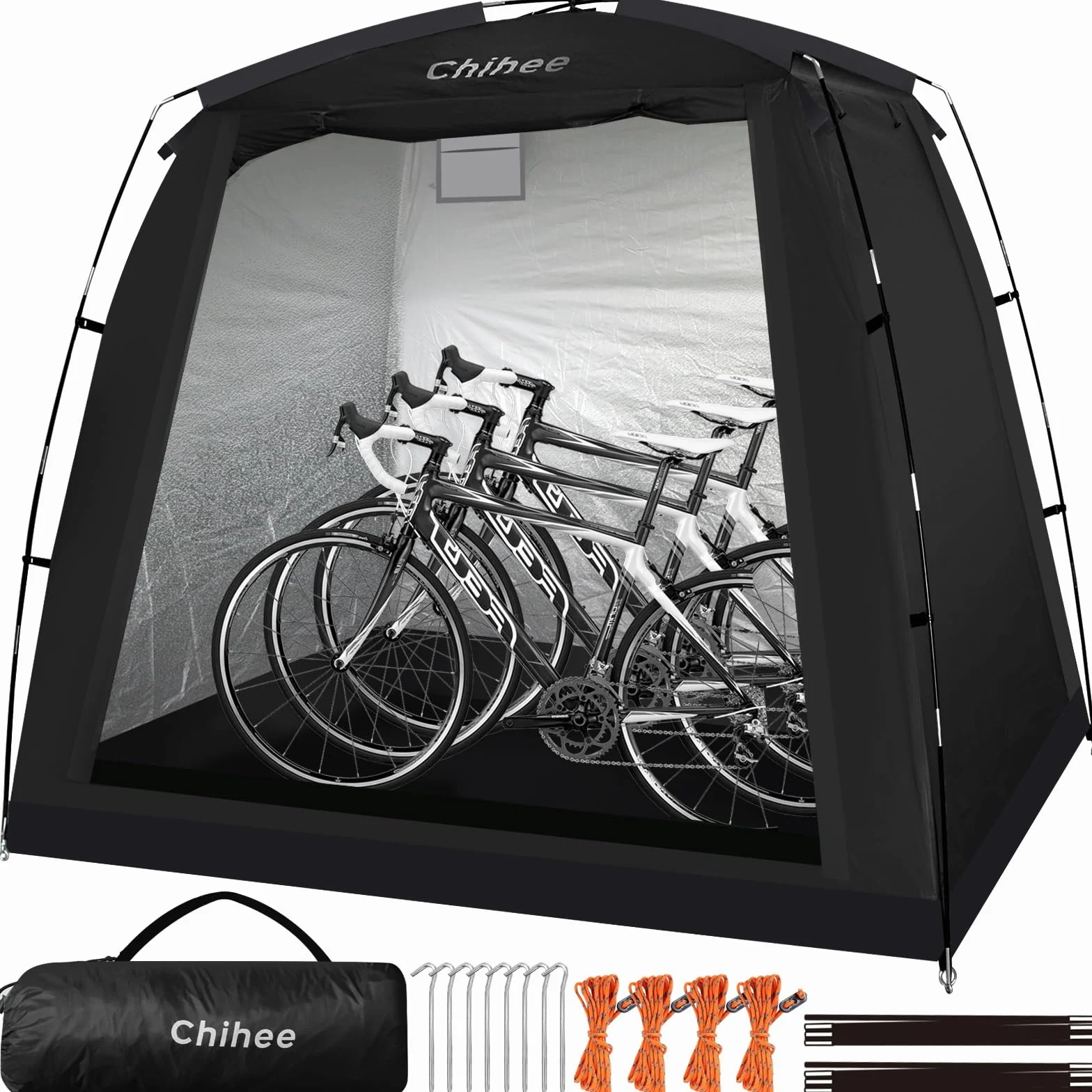 Chihee Abri Vélo Imperméable 2 Portes Housse pour 2-3 Vélos Rangement Extérieur Noir