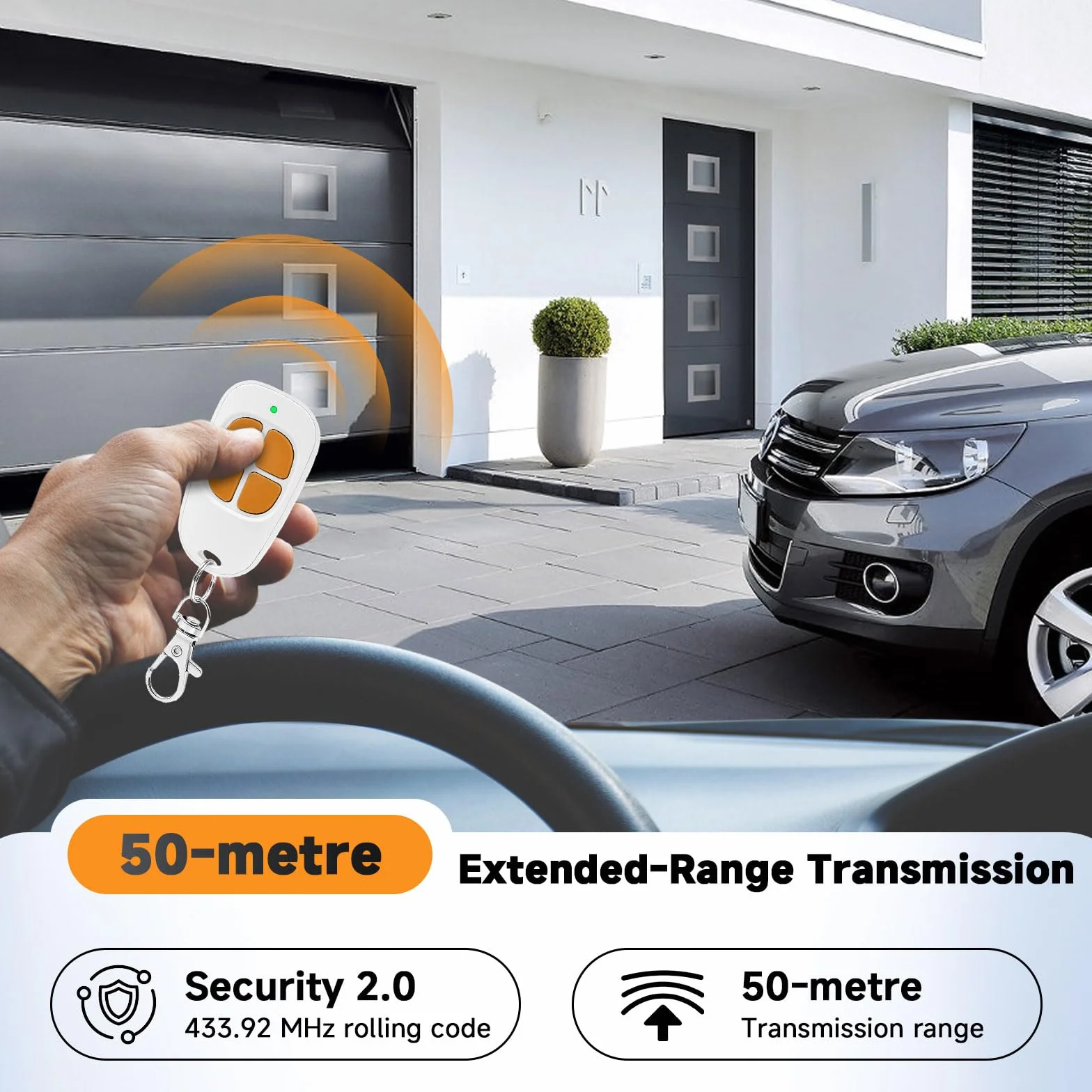 Lot de 2 AAM0094 Télécommande SCS Sentinel, 433.92MHz Télécommande Portail Garage, Compatible SCS Motorisation Portail et Porte de Garage, 4 Canaux (Orange)