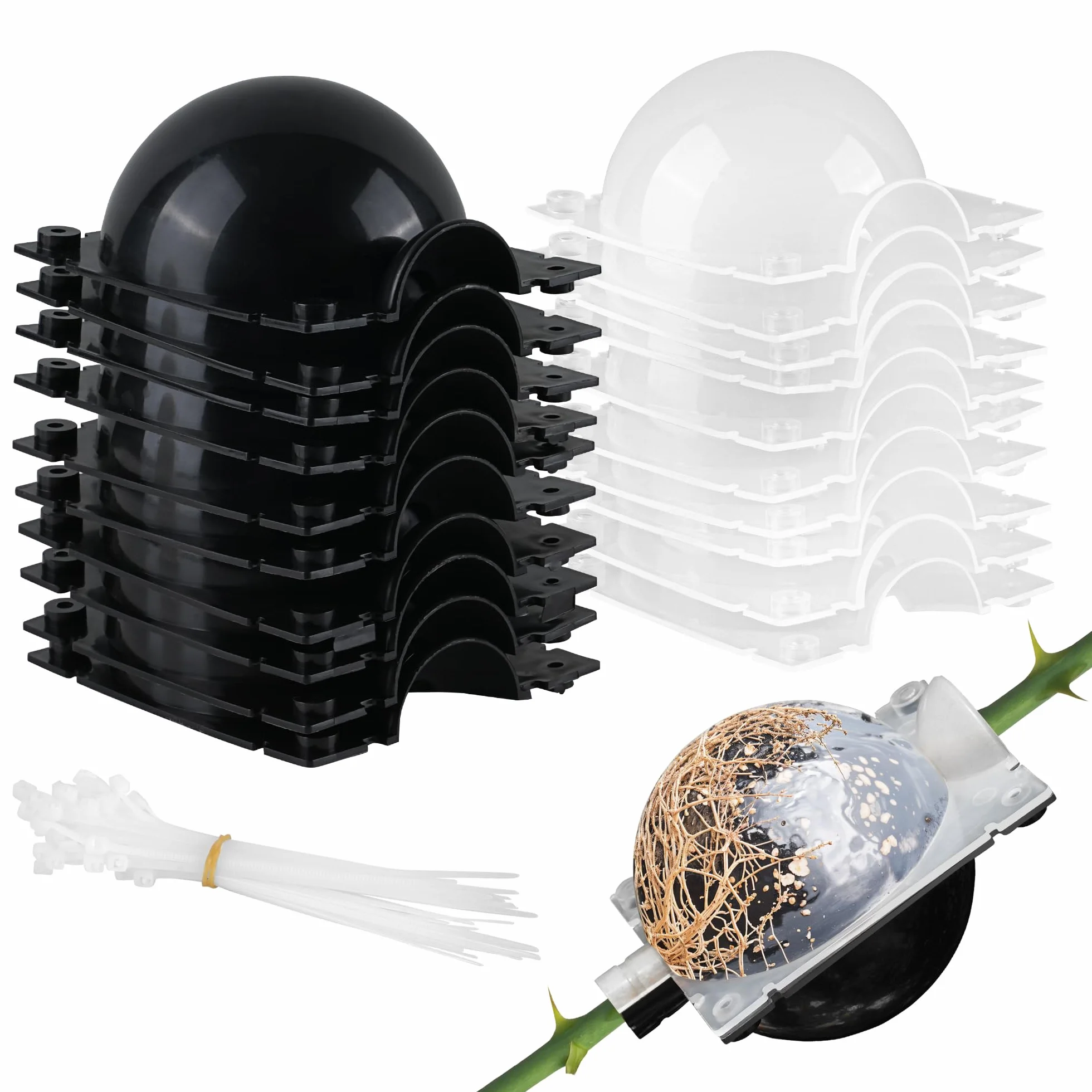 Kit de Marcottage Aérien Lot de 10 - Boule de Bouturage Haute Pression avec Colliers de Serrage pour Clonage Arbres Plantes
