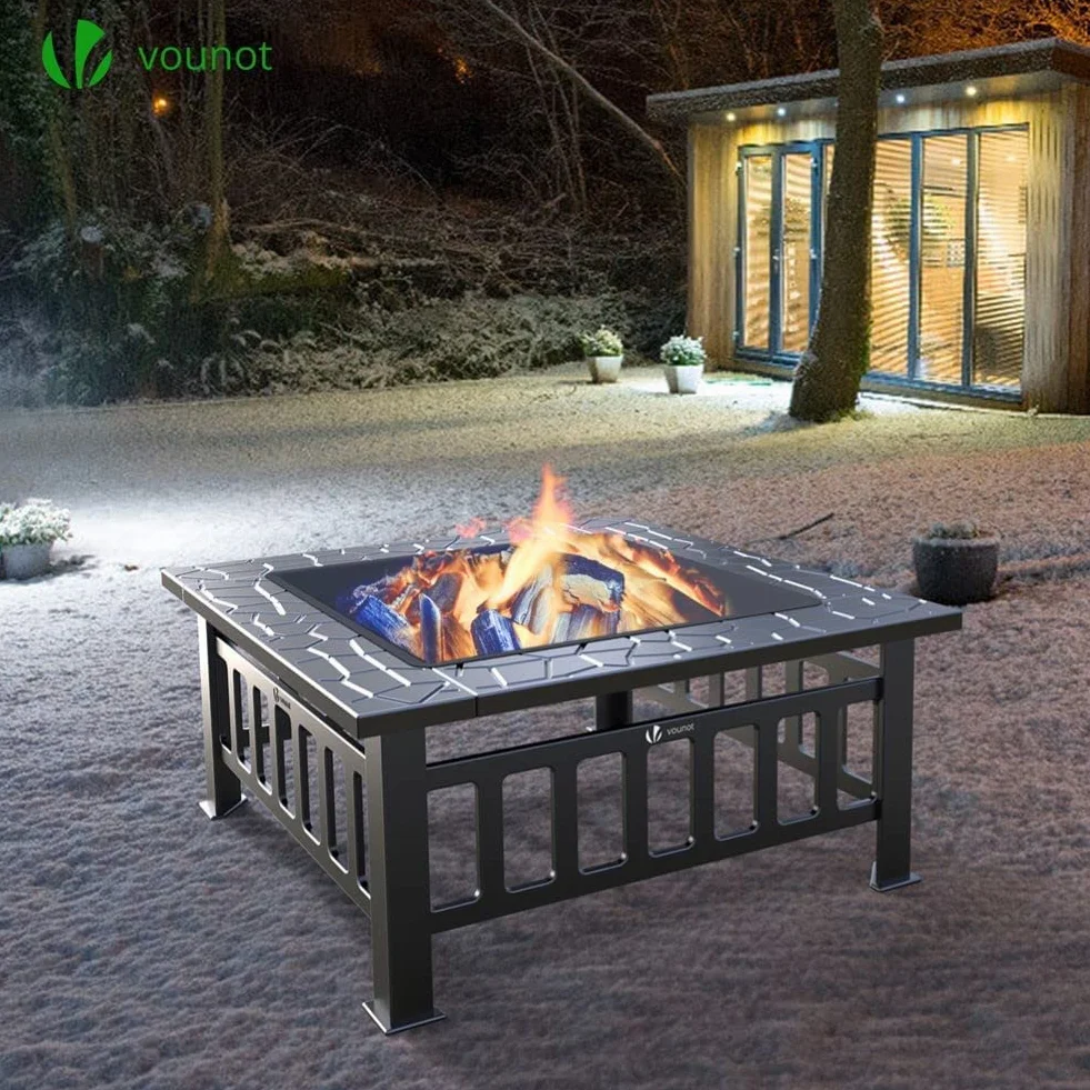VOUNOT Brasero Exterieur Jardin 81x81x45cm Poêle Chauffant Noir