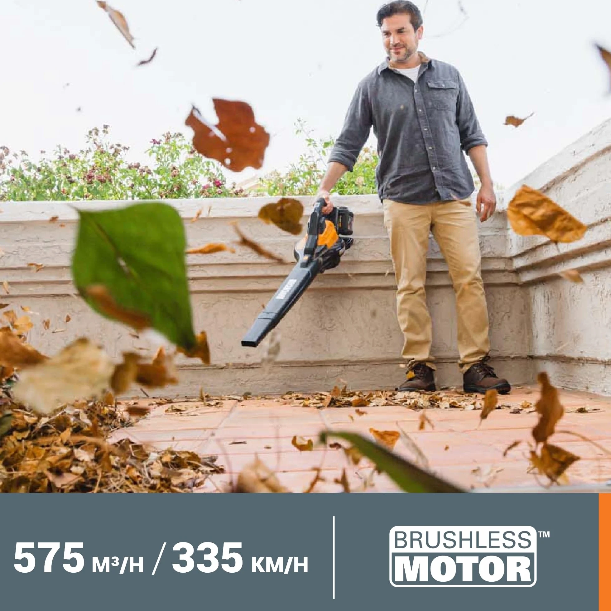 WORX Aspirateur-Souffleur sans Fil Brushless 40V WG583E.9 335km/h 2 Modes avec Harnais et Sac