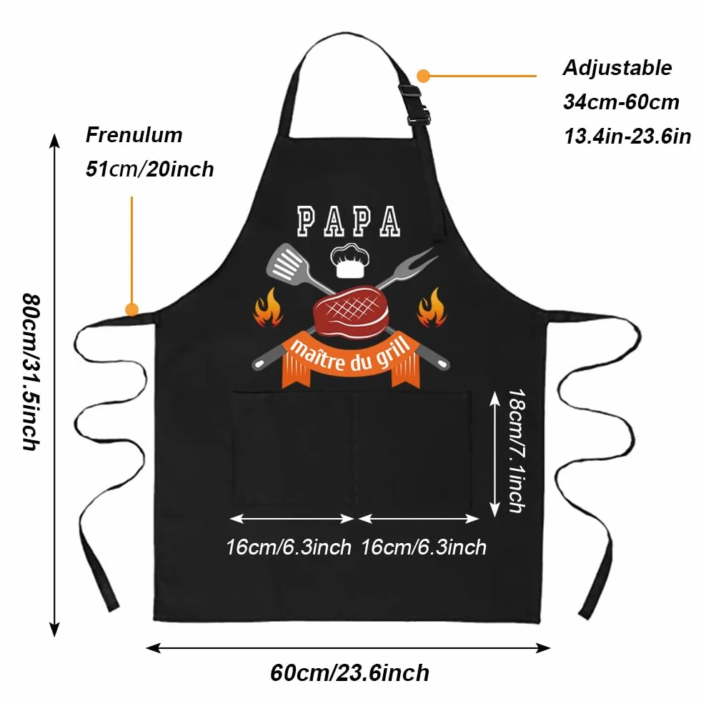 Yontree Tablier Barbecue Imperméable Homme Réglable 2 Poches Cuisine