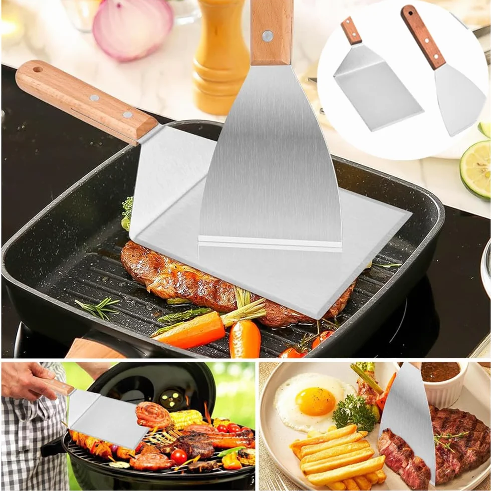 Spatule Plancha Inox Granmagazz, 2 Pcs Spatules à Griller Professionnelles Inoxydable
