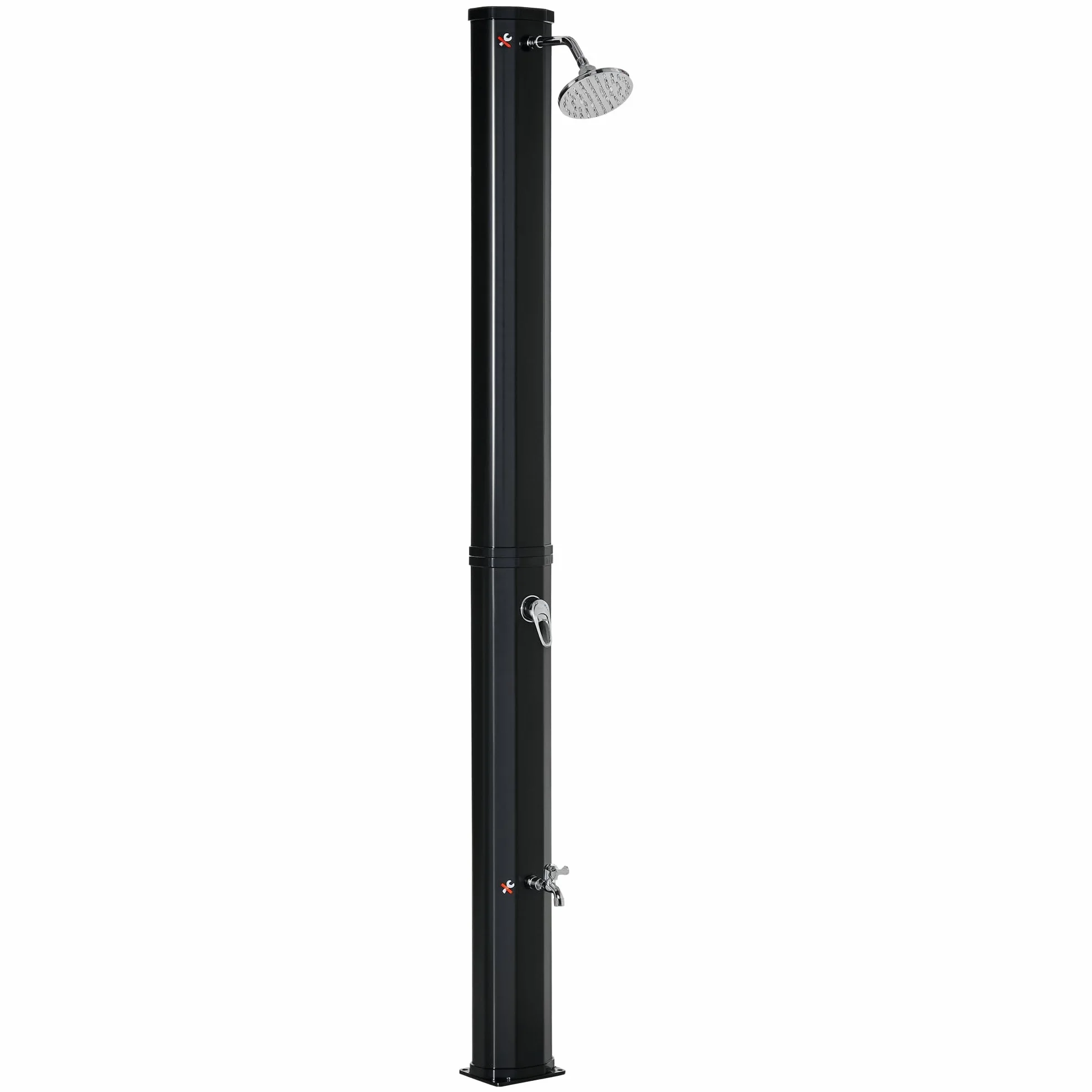 Outsunny Douche Solaire Extérieure 35L Jardin Plage Piscine avec Thermostat Eau Froide Chaude Max 55°C Noir