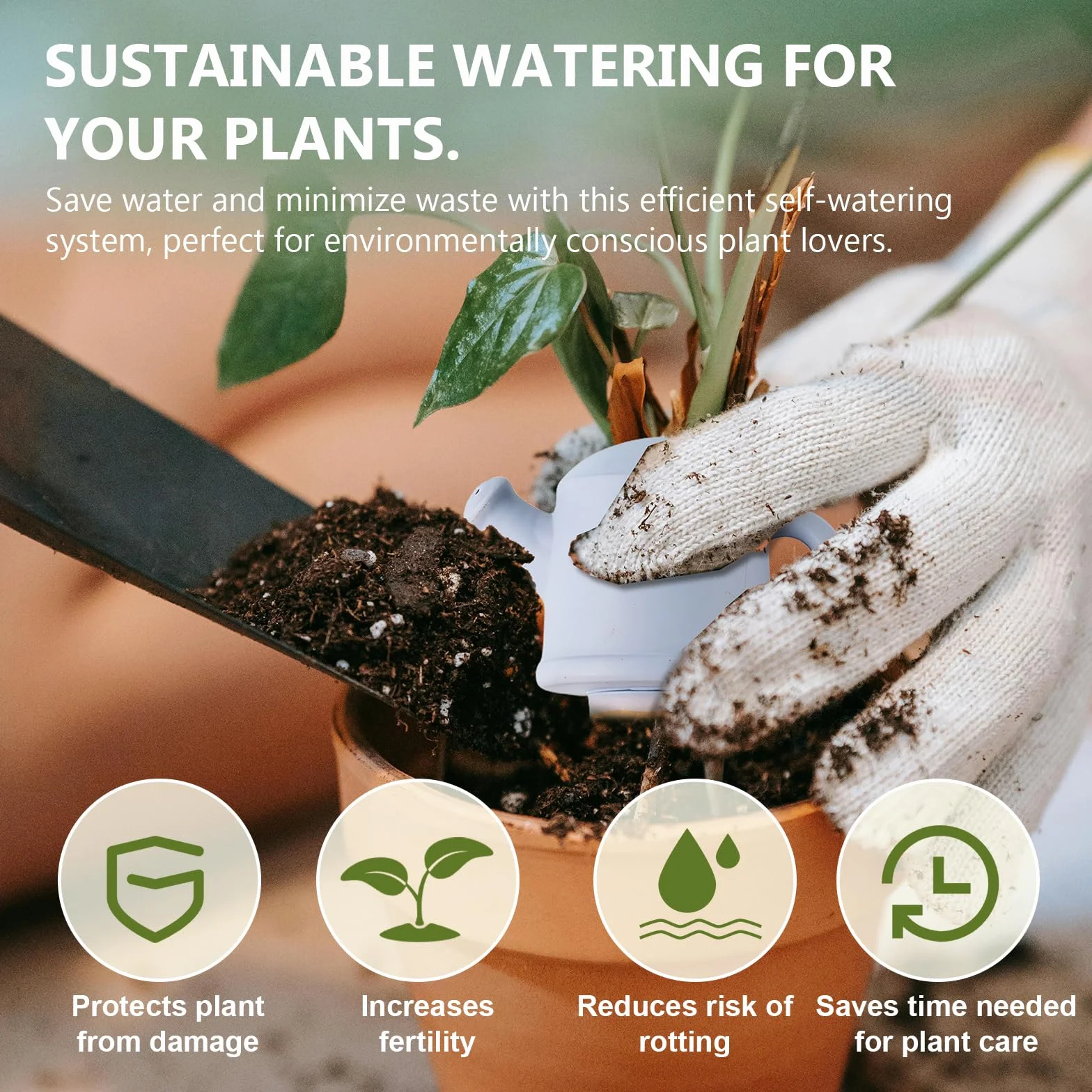 Ollas Terre Cuite Arrosage Automatique 4 Pièces Goutte à Goutte pour Plantes Jardin Intérieur Extérieur