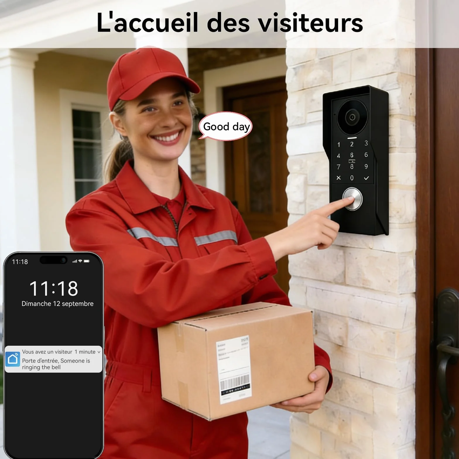 Visiophone filaire 2 fils avec caméra Full HD, écran tactile 7", Tuya app, détection de mouvement