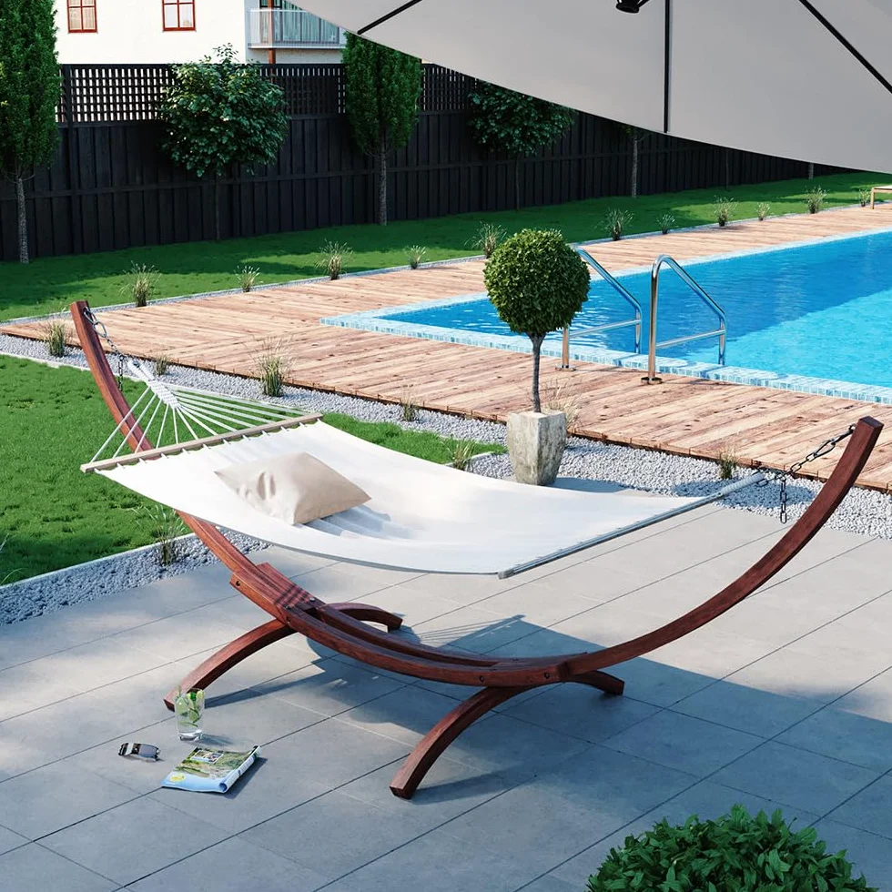 Oskar Support pour hamac 350 cm XXL Bois Chaise Longue Jardin
