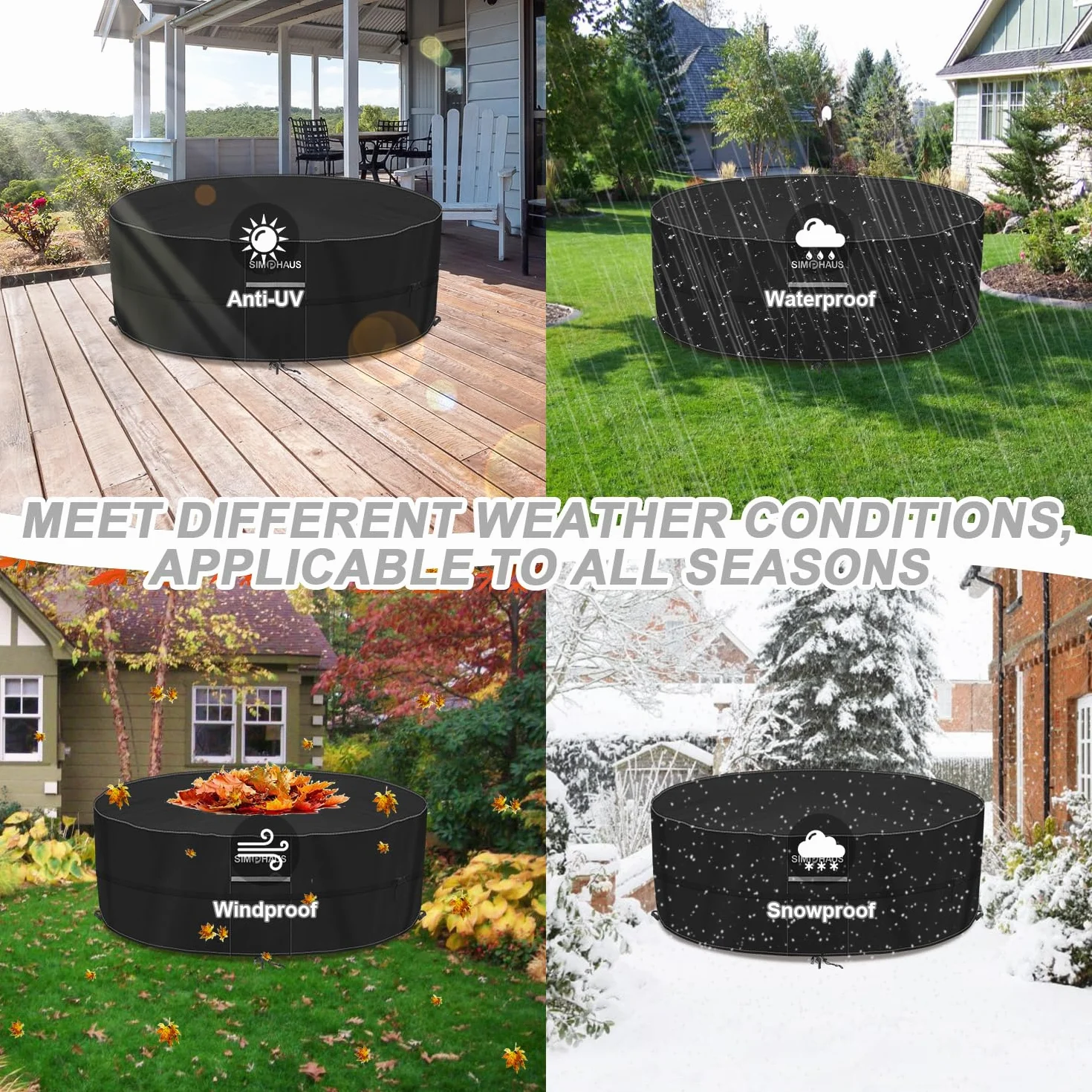 Housse Table Jardin Ronde Impermeable Anti-UV 420D Oxford Ø200x80cm