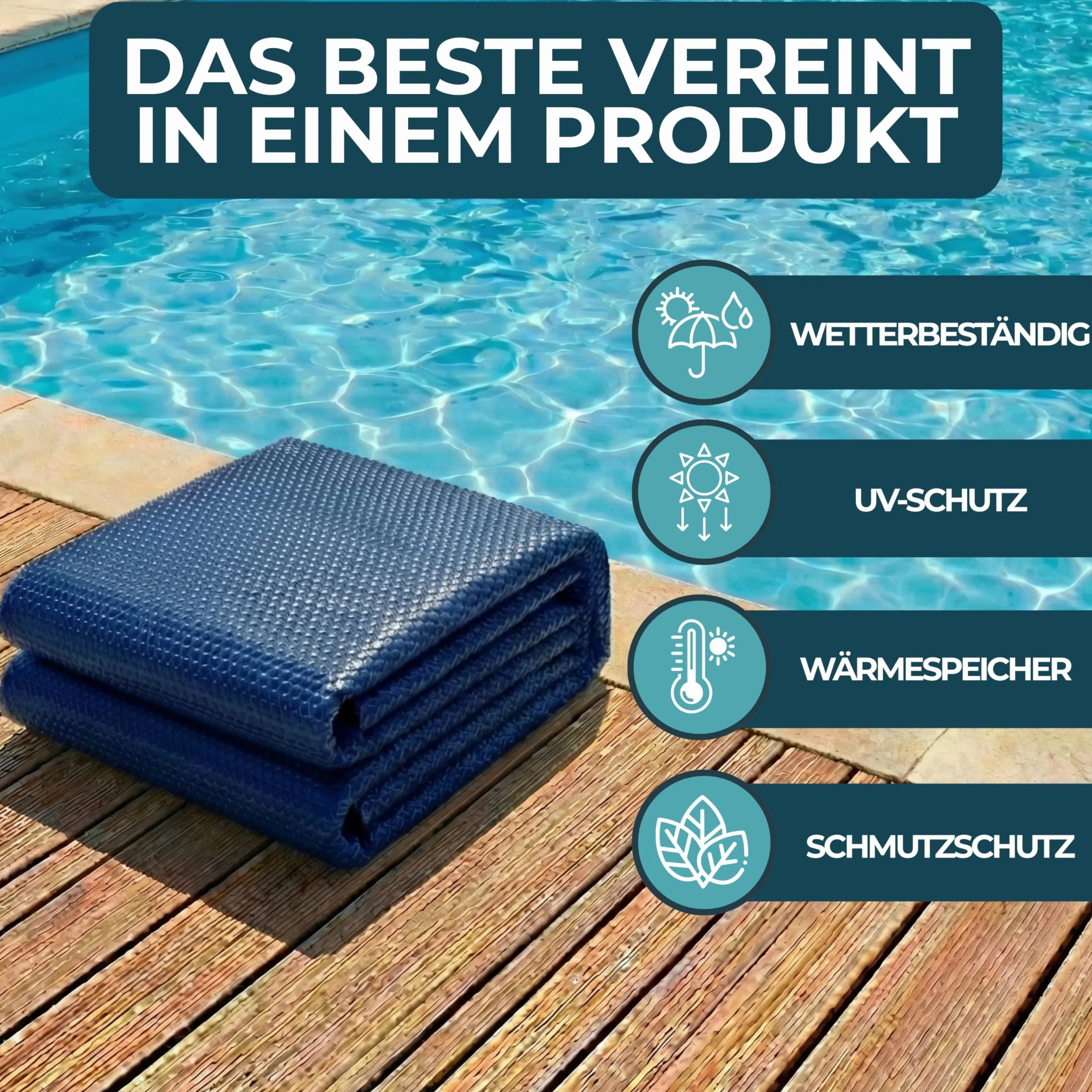 Poolomio Bâche Solaire 400 mµ Couverture de Piscine Rectangulaire 8 x 4 mètres