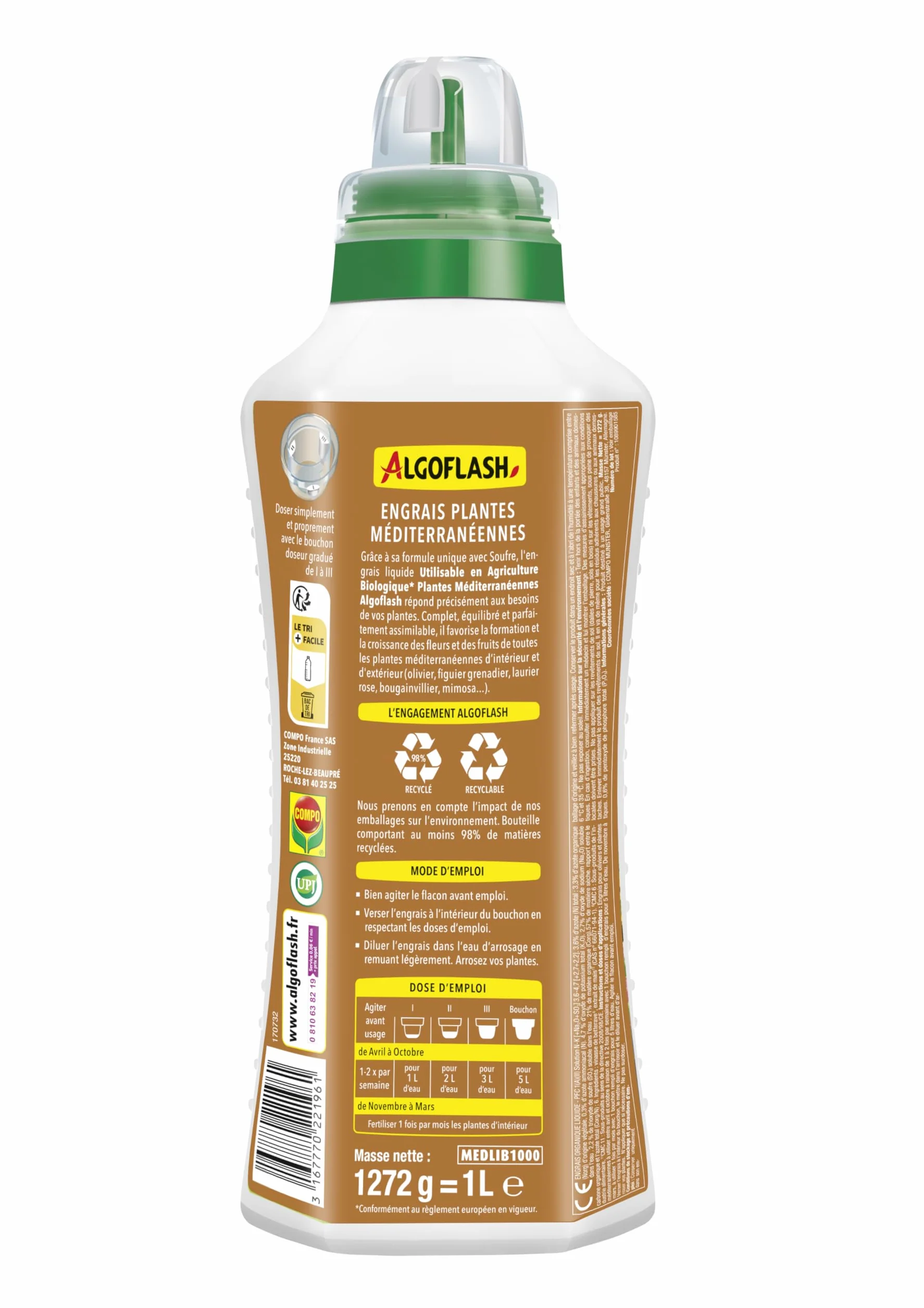 Algoflash Engrais Liquide Plantes Méditerranéennes 1 L Agriculture Biologique