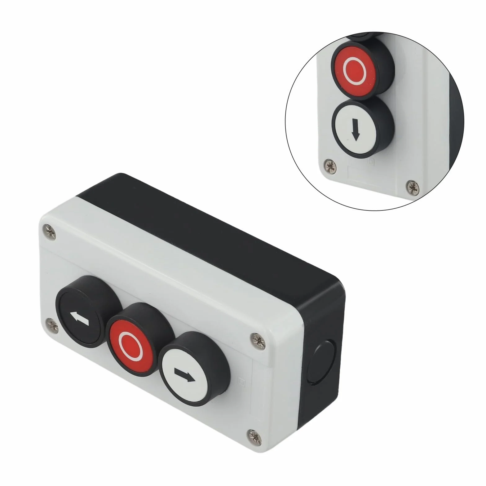 Boîtier de commande à bouton poussoir avec trois positions et design étanche pour une gestion électrique fiable