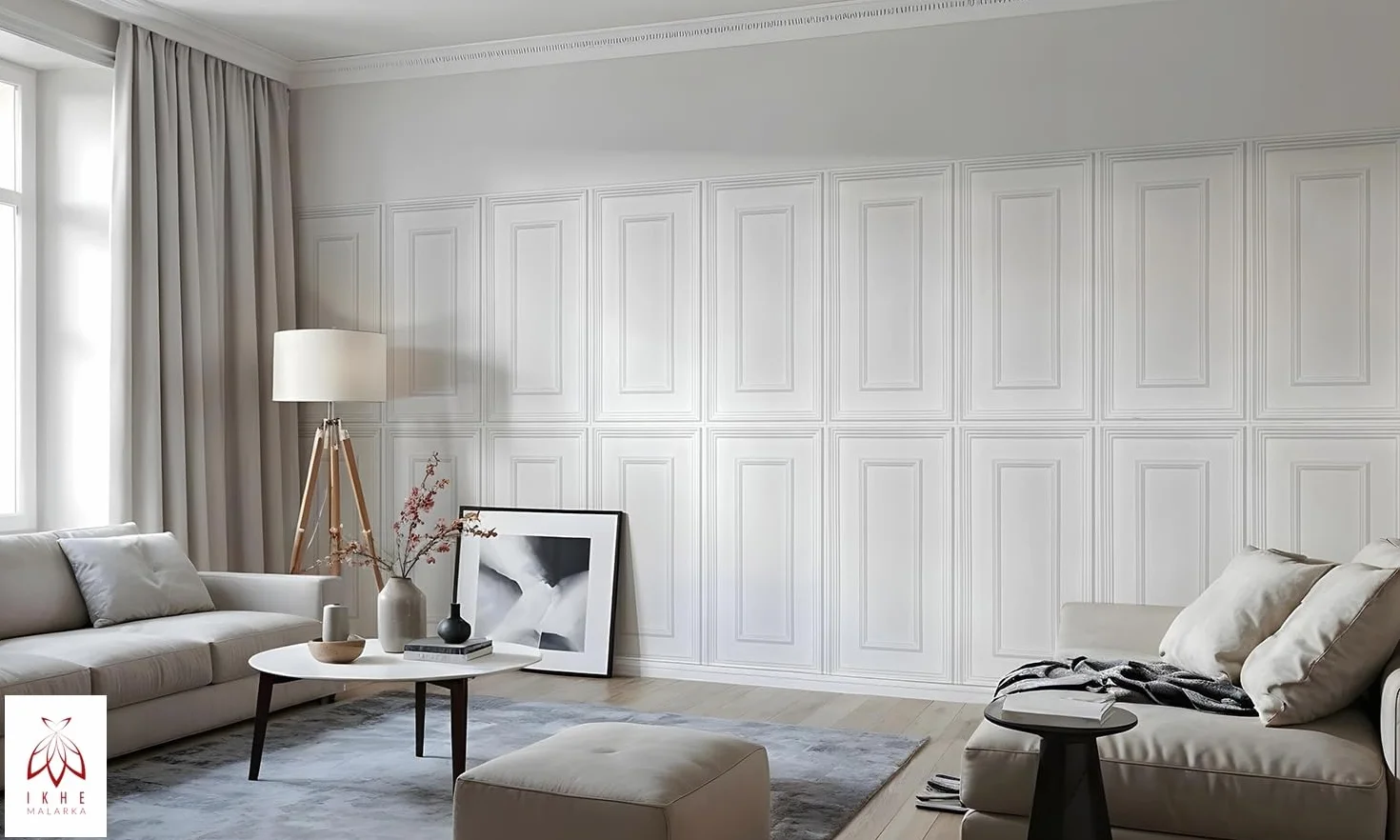 Lot de 10 panneaux muraux 3D en plastique PVC, 100 x 50 cm, design italien, aspect moulure classique, imperméable, revêtement mural moderne, pour salon, chambre à coucher et couloir (blanc TD100)