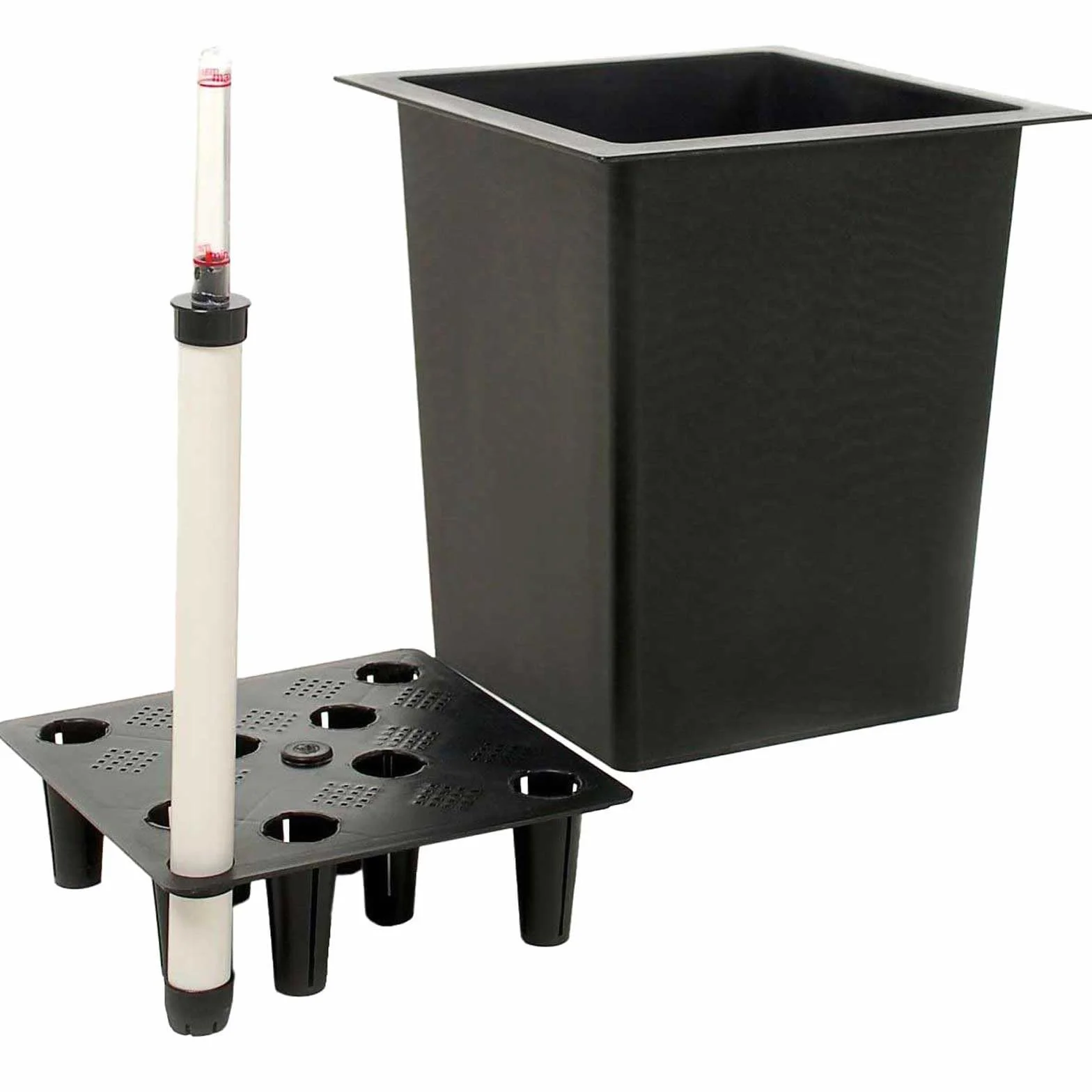 VIVANNO Bac à Fleurs en Plastique avec Kit d'Arrosage 34x34x32 cm Noir
