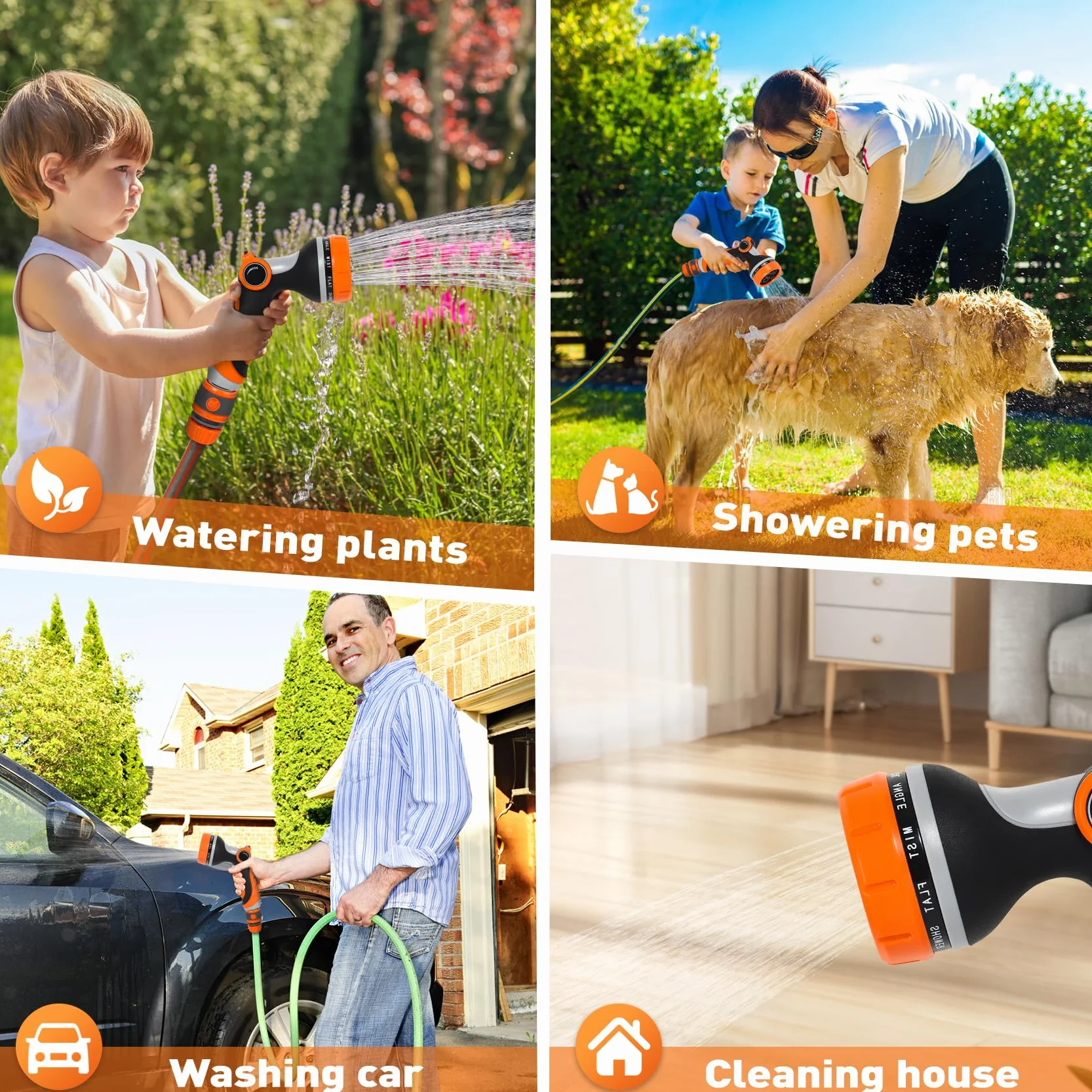 Pistolet d'arrosage jardin 10 modèles débit d'eau réglable multifonctionnel pour laver voiture animaux domestiques