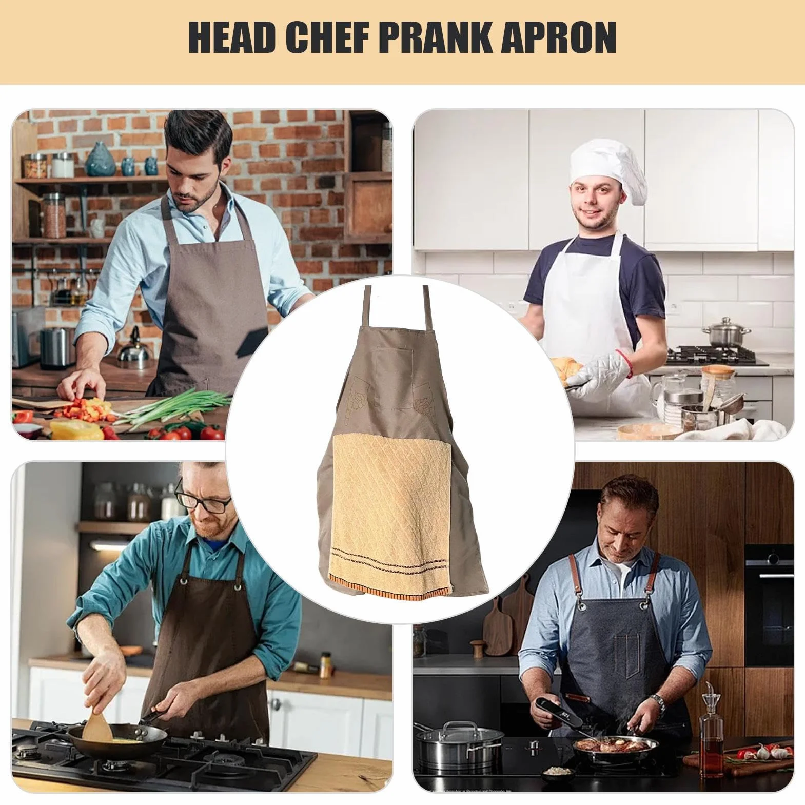 Tablier Cuisine Homme Humoristique Poche Secrète Réglable Barbecue Cadeau Fête des Pères