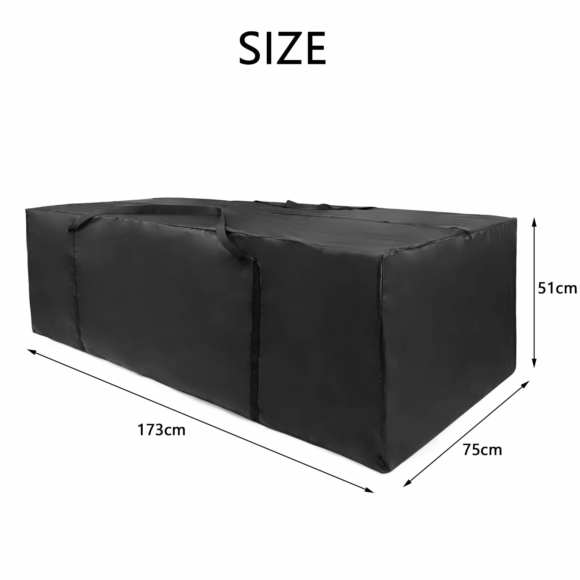 Sac de rangement coussins meubles jardin Oxford imperméable anti-UV anti-déchirures 173x76x51 cm Noir